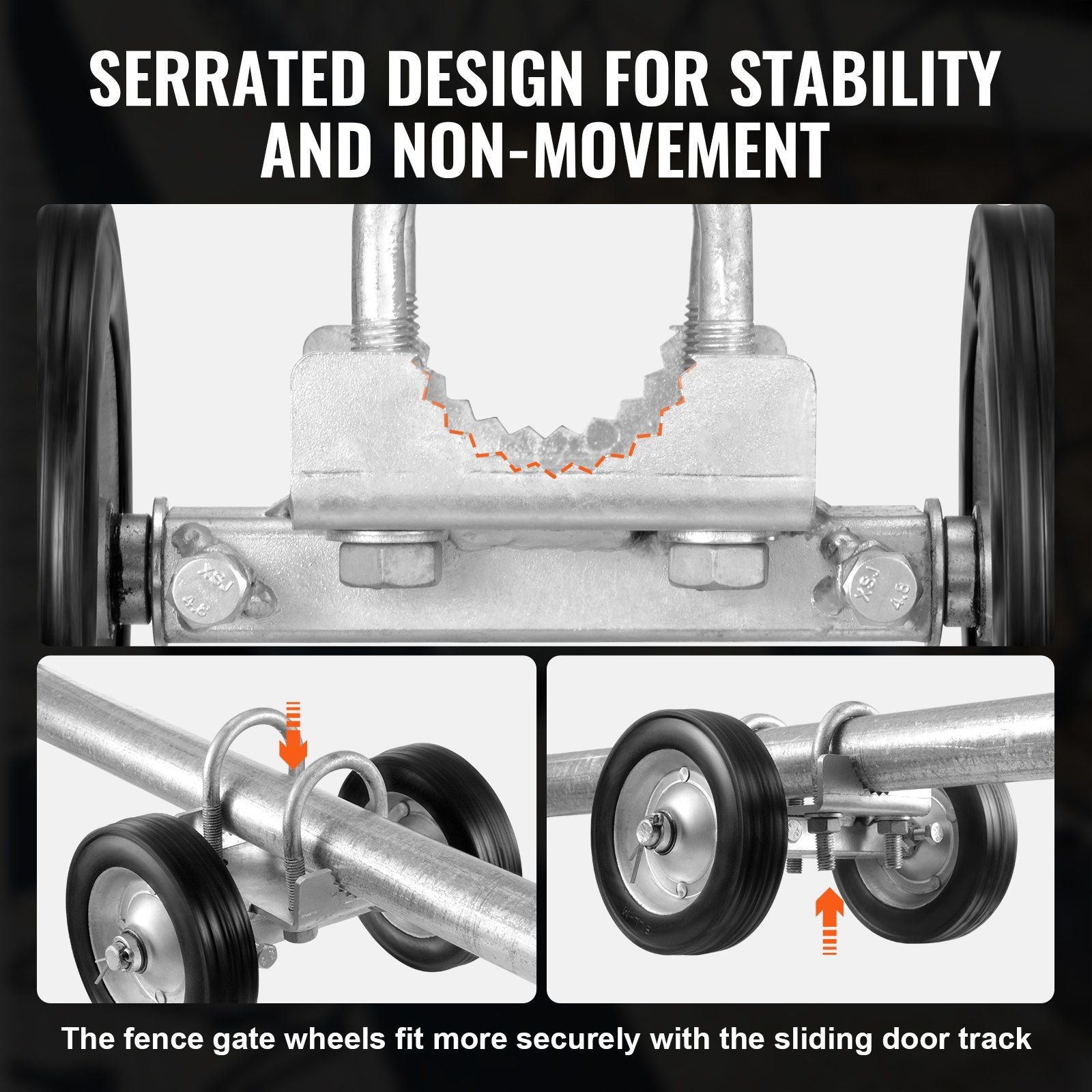 Sliding Gate Kit, 6” Rolling Gate Hardware Kit, Universal Adjustable Sliding Gate Rollers Track Wheels, Heavy Duty Sliding Gate Guide Roller for Sliding Gates and Rolling Door,600lbs Load,Black