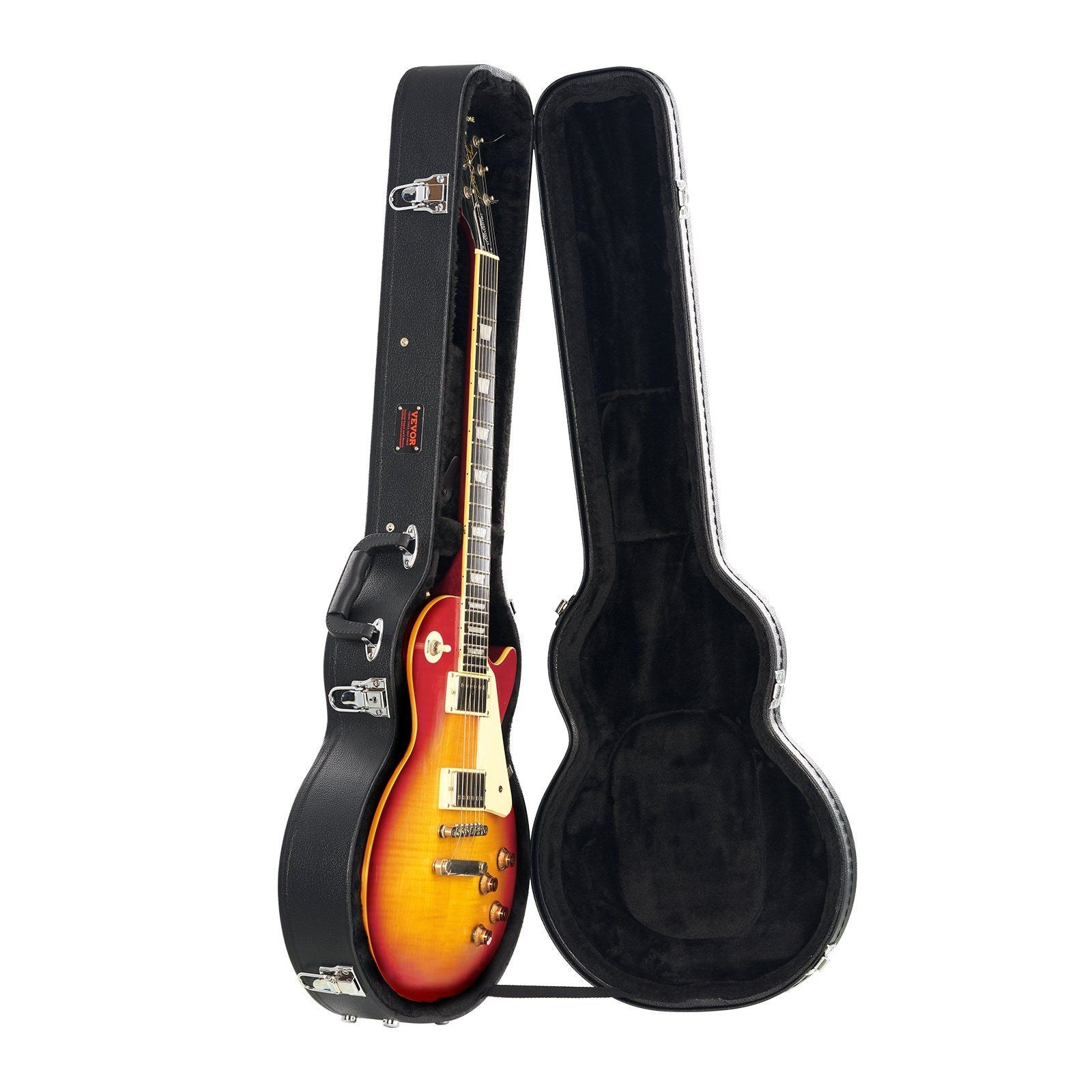 Electric Guitar Hard Case, 1050 mm Gourd-Shaped Guitar Hard Case, With Lock Latch Key Handle, PVC Padding Soft Lining Water-Resistant Hard Shell Guitar Cases, for 990 mm LES Paul Guitars, Black