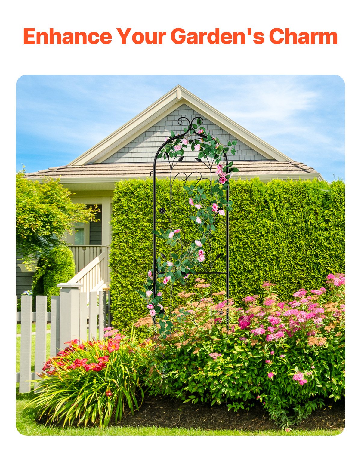 VEVOR Metal Garden Trellis for Climbing Plant Support 60 x 15 in Rustproof
