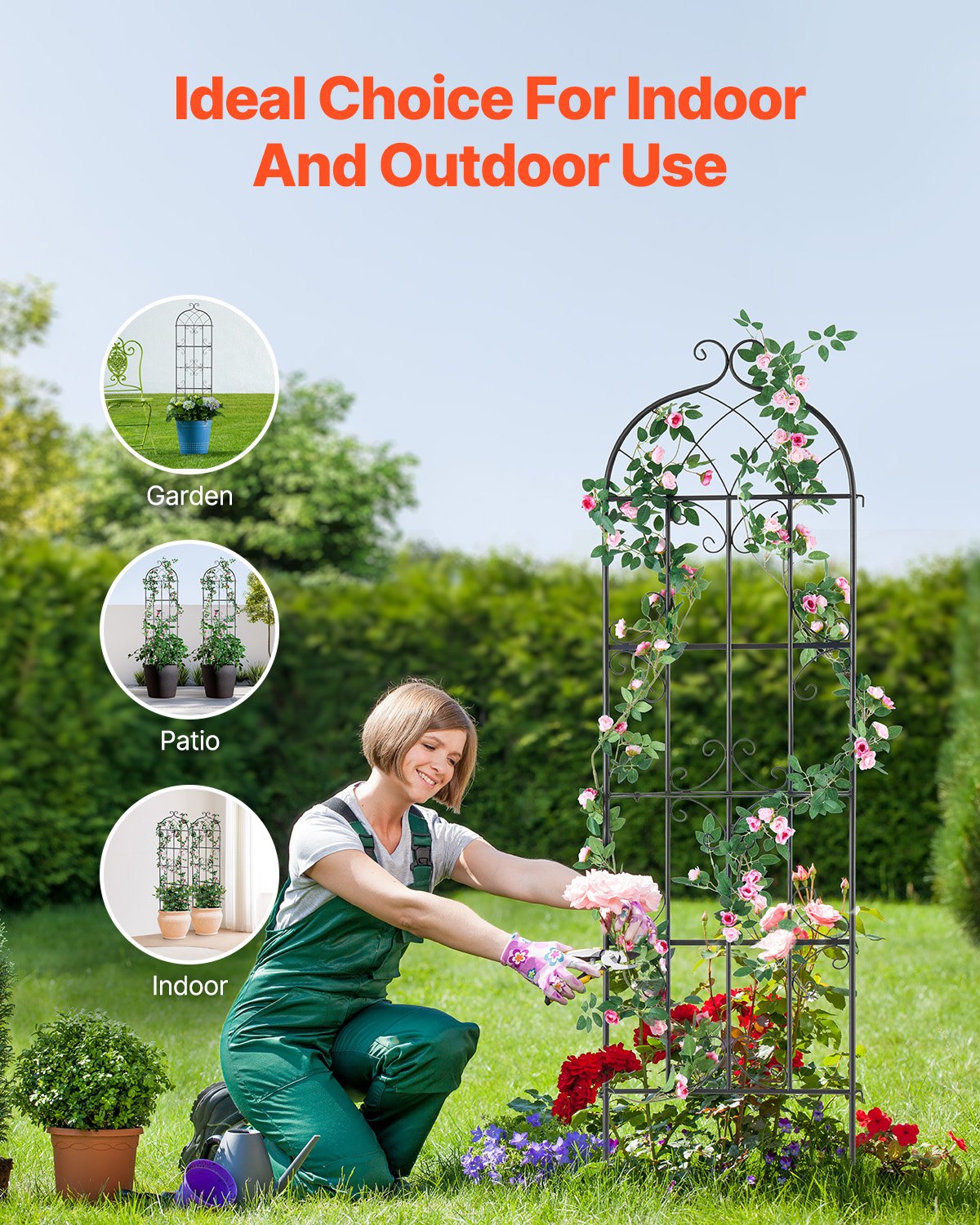 VEVOR 4 Packs Metal Garden Trellis for Climbing Plant Support 71x20 in Rustproof