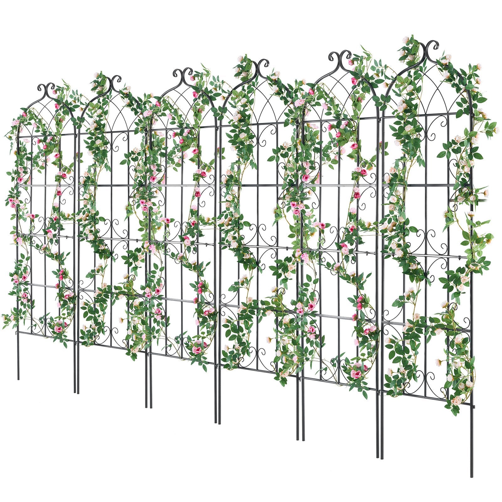 VEVOR 4 Packs Metal Garden Trellis for Climbing Plant Support 71x20 in Rustproof