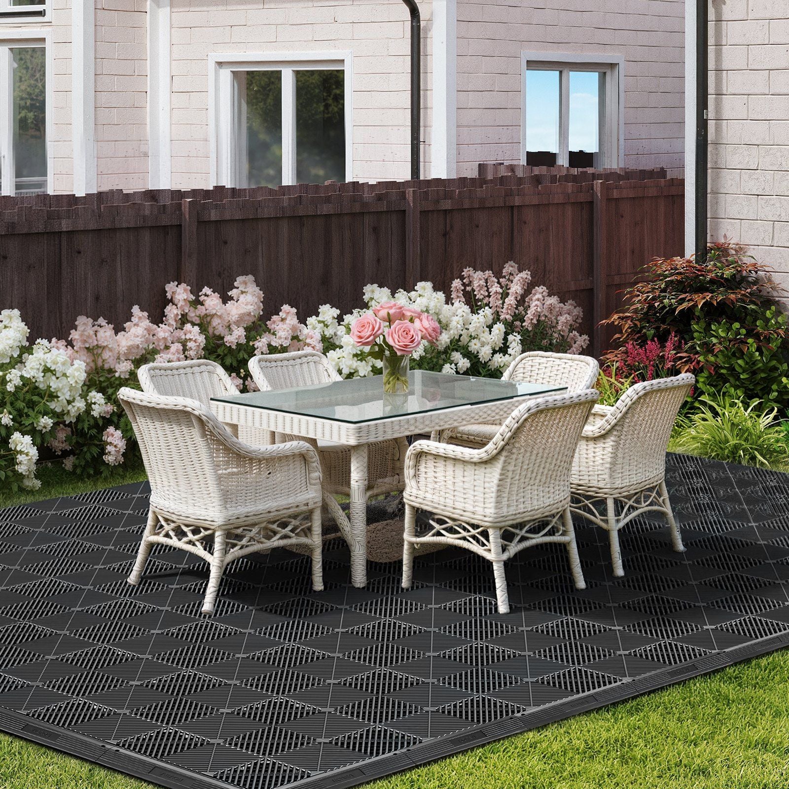 Transition Edge Kit, 11-Piece, Durable Straight Garage Floor Edging, PP Material, Easy Installation, Edge Protection for Wet Area Restaurant Pool, Only Compatible with Drainage Mats, Black
