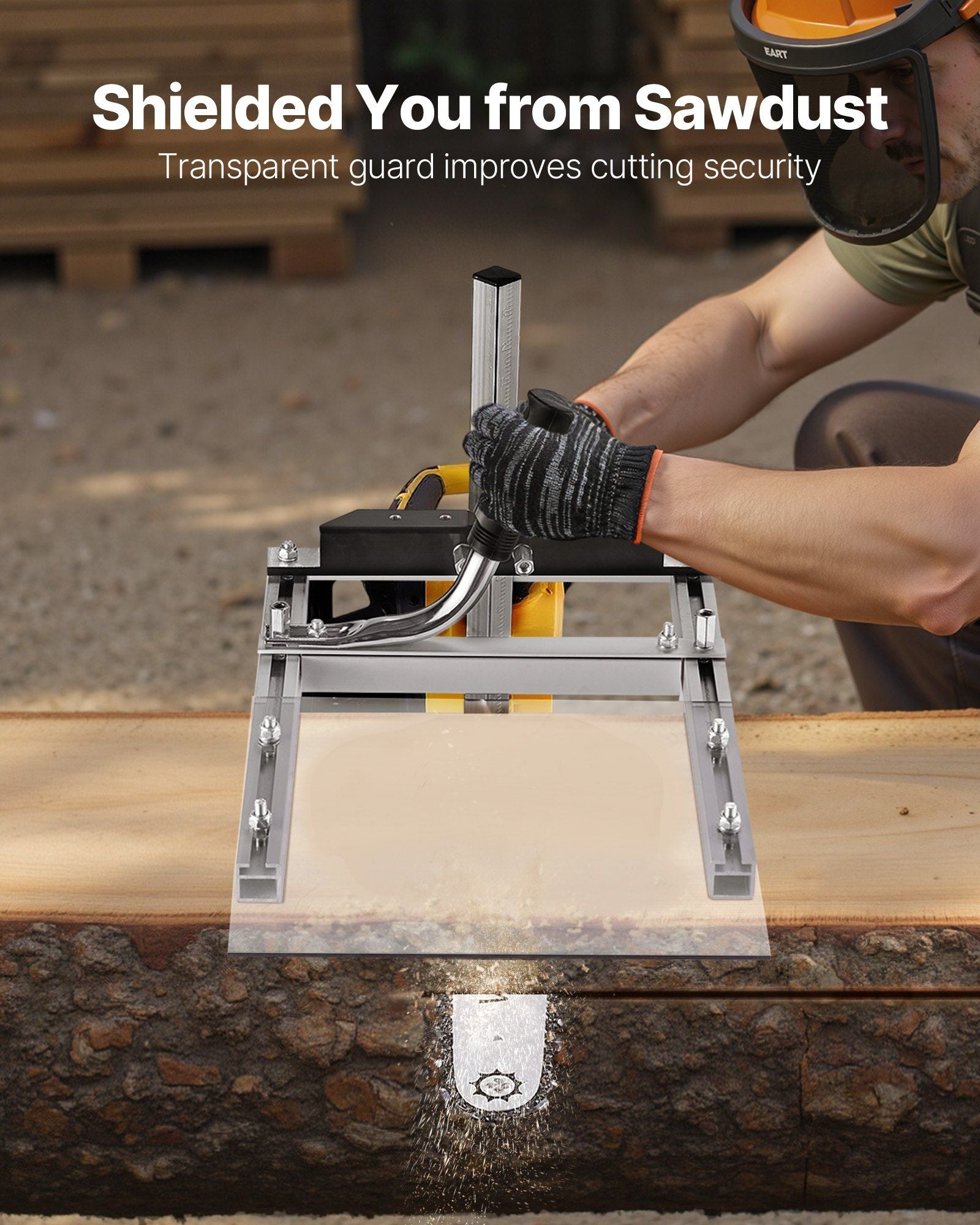 Chainsaw Mill, Portable Sawmill Fits 41-51 cm Planking Milling Bar, Lumber Cross Cutting Guide Chain Saw with Shield, 0.2-11.81 in Cutting Thickness, Timber Chainsaw Mill Kit for Woodworkers