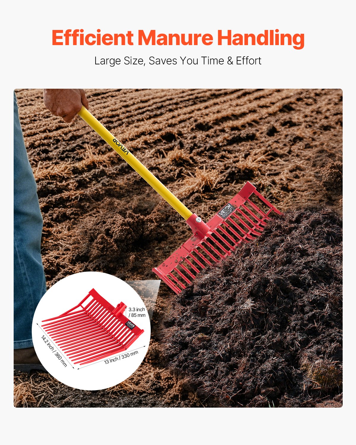 VEVOR 6Pcs Manure Fork Replacement Head 18 Tine Horse Stable Mulch Fork Heads