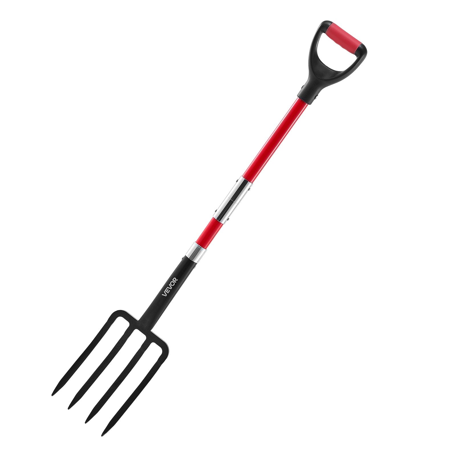 VEVOR 4 Tines Garden Fork Fiberglass Handle 45 in Spading Pitchfork Heavy Duty