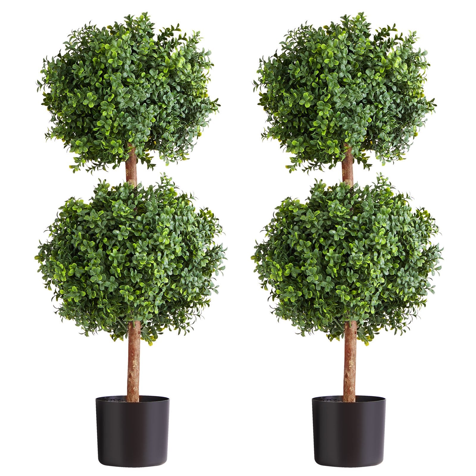 VEVOR Artificial Topiary Boxwood Double Ball, 2 Set 914mm Faux Boxwood Plant Balls, Fake Silk Tree Look Real, Easy Assembly for Decor Front Porch Outdoor Patio Garden Balcony Backyard Indoor