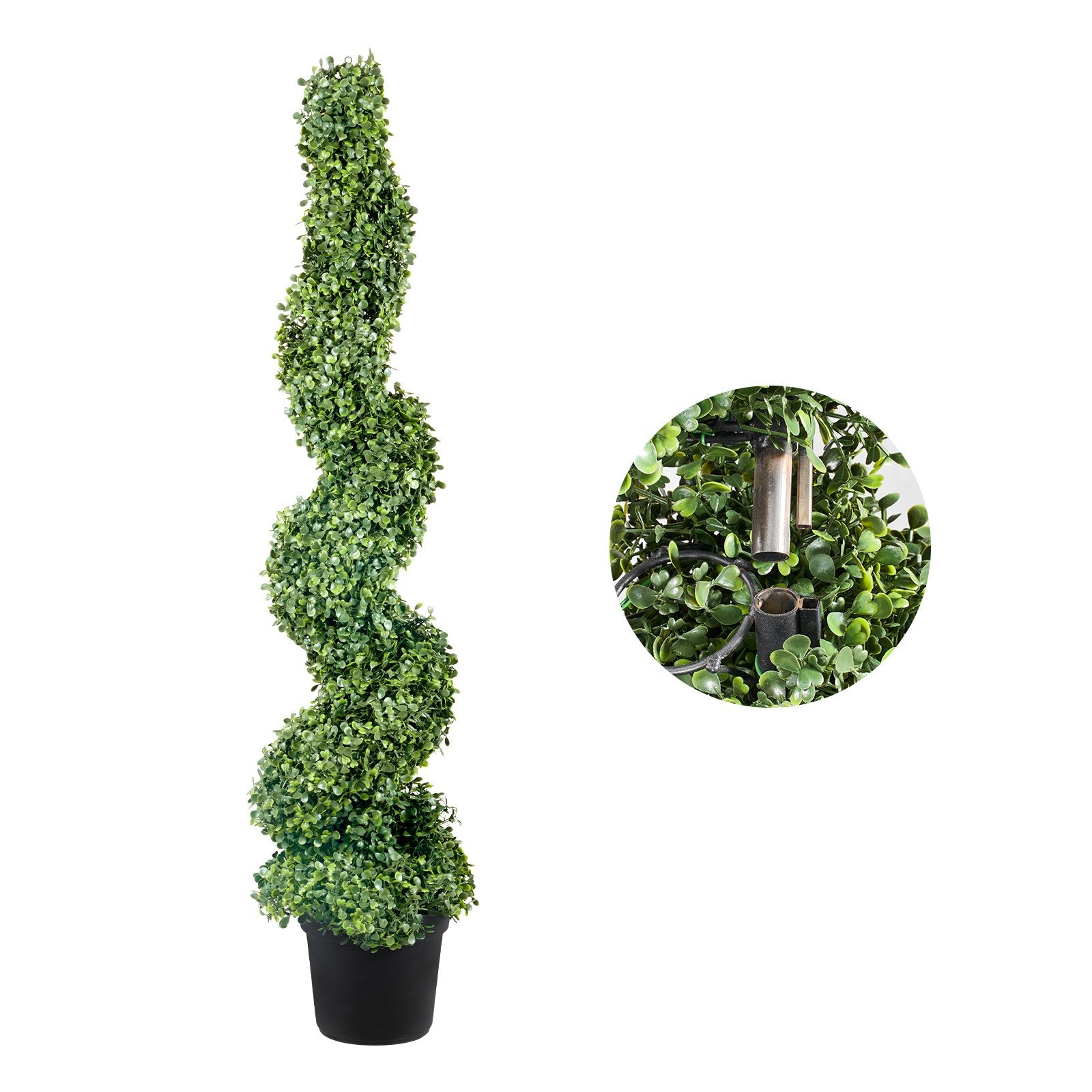 VEVOR Artificial Topiaries Boxwood Trees, 10cm Tall (2 Pieces) Faux Topiary Plant Outdoor, All-year Green Feaux Plant w/ Replaceable Leaves for Decorative Indoor/Outdoor/Garden
