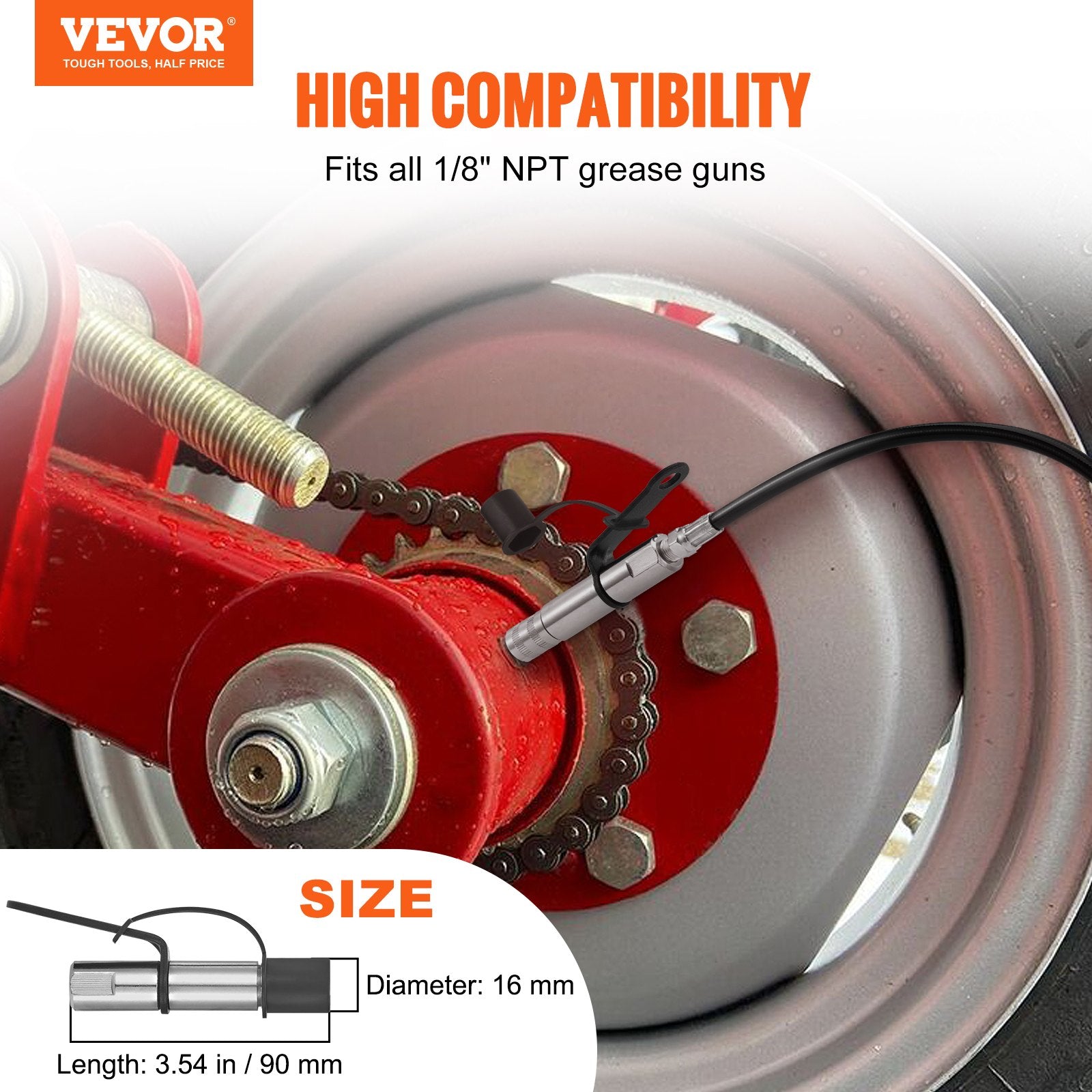 VEVOR Grease Gun Coupler 2 Pack High Pressure Quick Release Oil Nozzle 10000 PSI