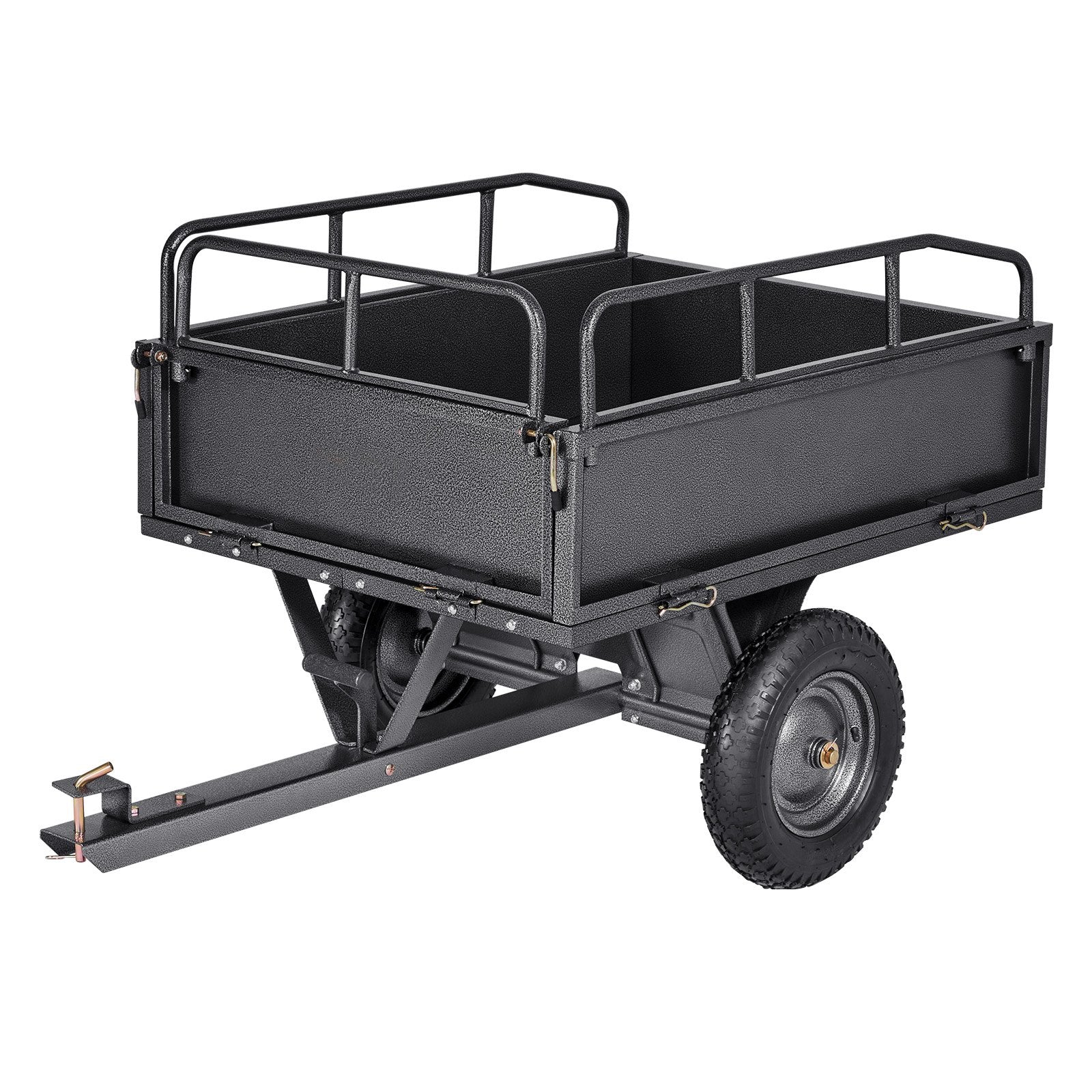 VEVOR Garden Utility Trailer, 10 Cu. Ft & 227 kg Capacity, ATV UTV Hauling Trailer, Tow Behind Steel Dump Cart with 14" Tires, Hand Pull or Foot Pedal, Heavy Duty Yard Trailers for Lawn Mower Tractor