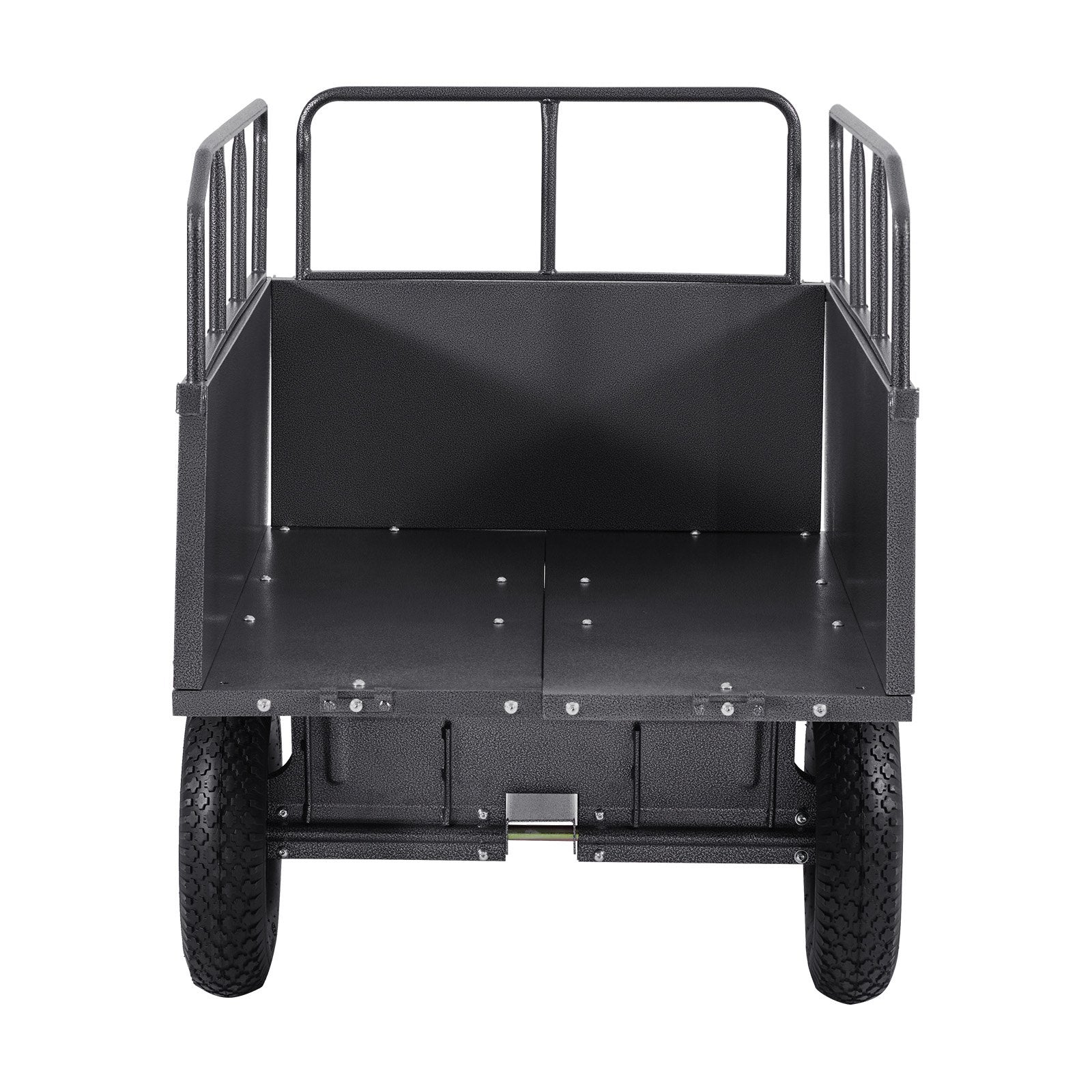 VEVOR Garden Utility Trailer, 17 Cu. Ft & 272 kg Capacity, ATV UTV Hauling Trailer, Tow Behind Steel Dump Cart with 16" Tires, Hand Pull or Foot Pedal, Heavy Duty Yard Trailers for Lawn Mower Tractor