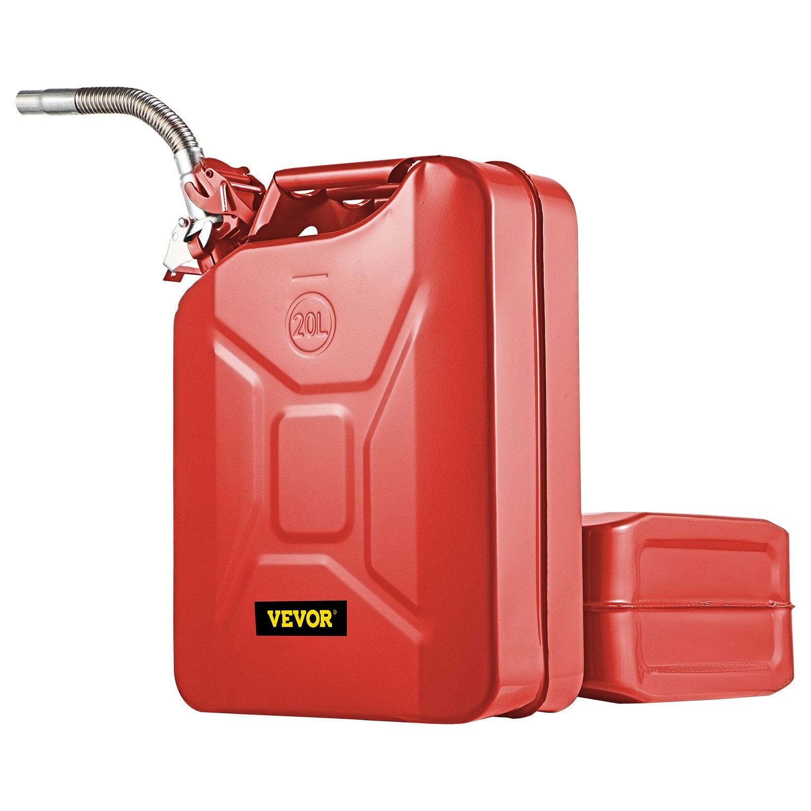 VEVOR Jerry Fuel Can, 20 L Portable Jerry Gas Can with Flexible Spout System, Rustproof & Heat-resistant Steel Fuel Tank for Cars Trucks Equipment, 2PCS Red