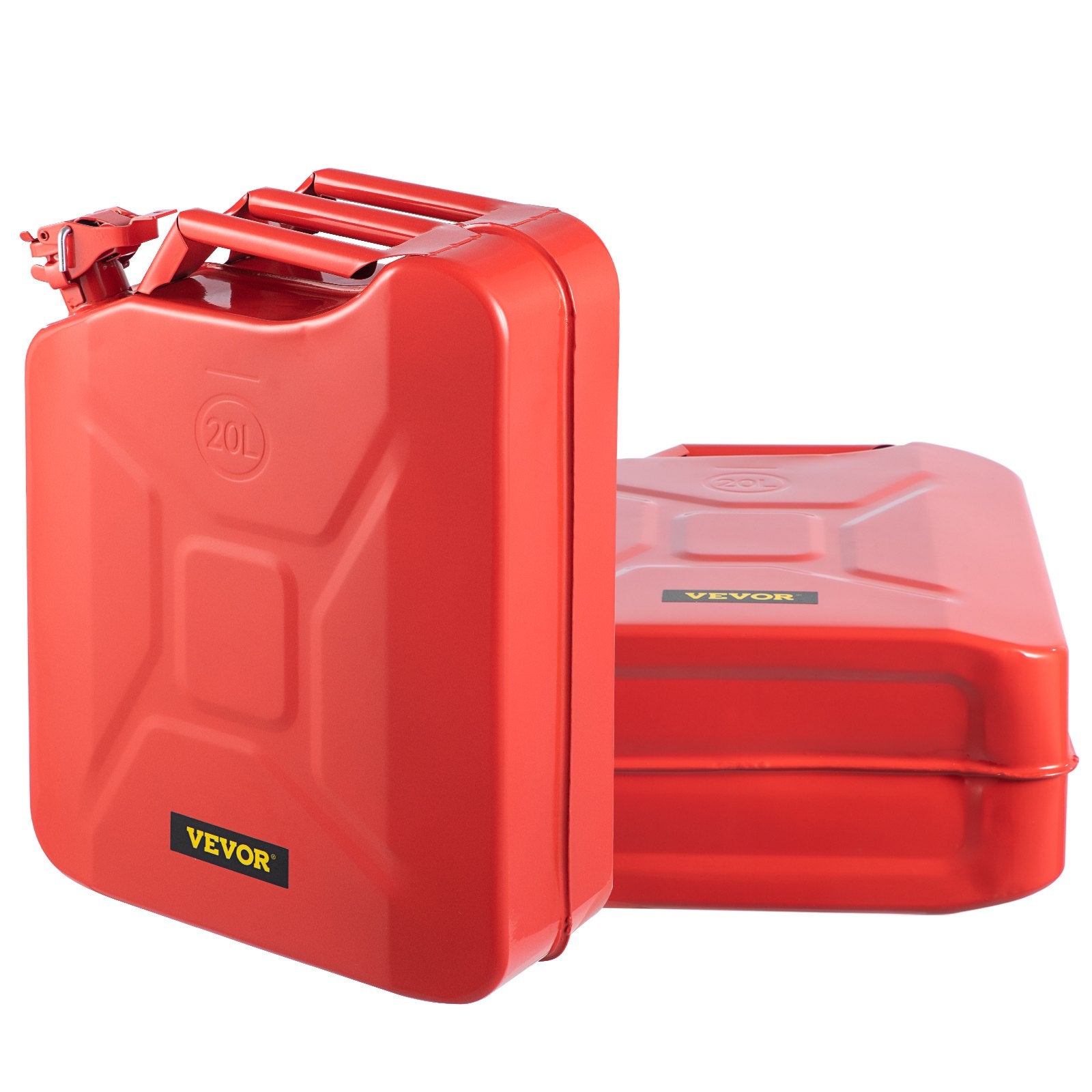 VEVOR Jerry Fuel Can, 20 L Portable Jerry Gas Can with Flexible Spout System, Rustproof & Heat-resistant Steel Fuel Tank for Cars Trucks Equipment, 2PCS Red