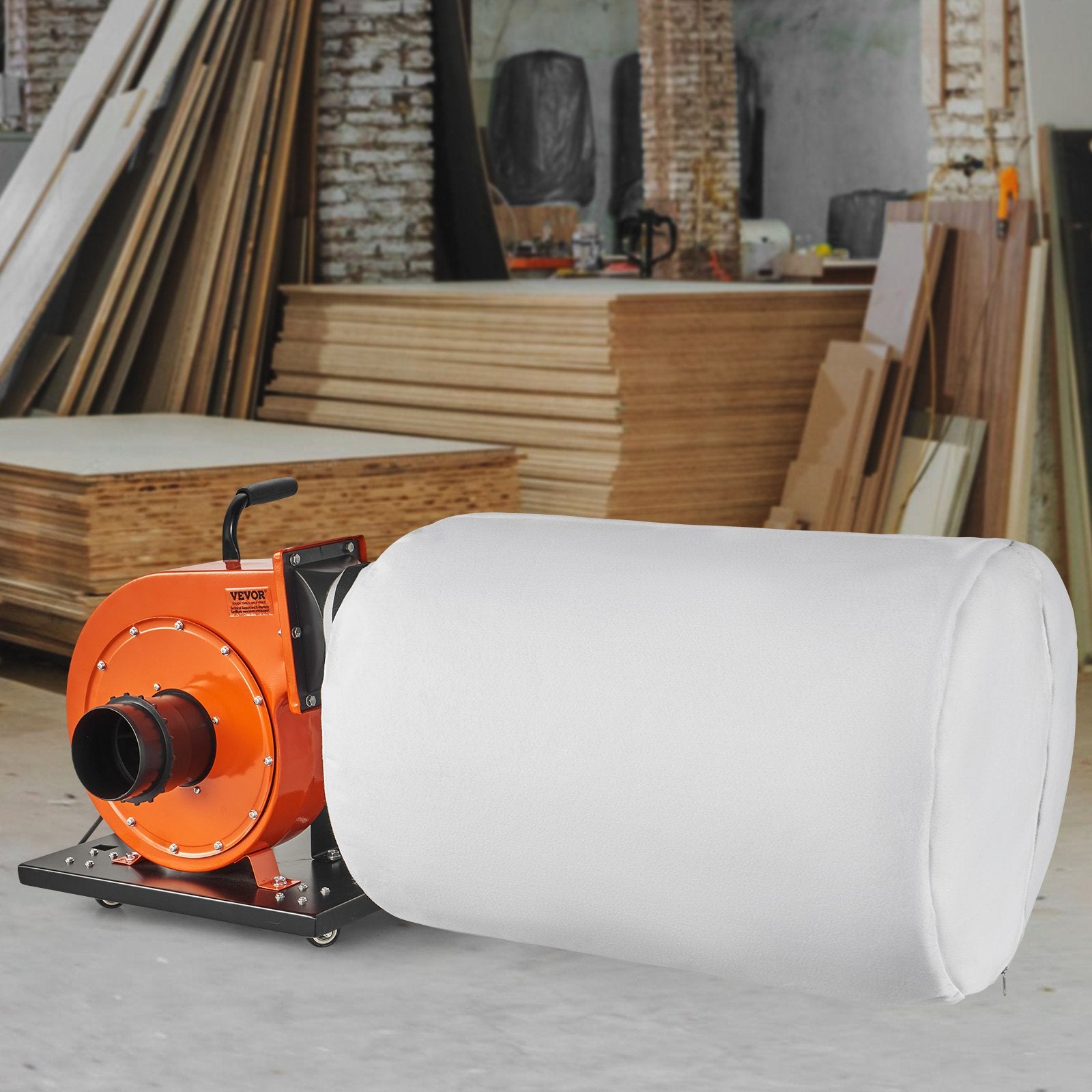 VEVOR Dust Collector, 1HP 460 CFM Air Flow, Rolling Dust Collector with 80L Large Dust Collection Bag, 2.5 Micron Bag Filtration, Industrial Workshop Mobile Wood Dust Container with Handle and Wheels