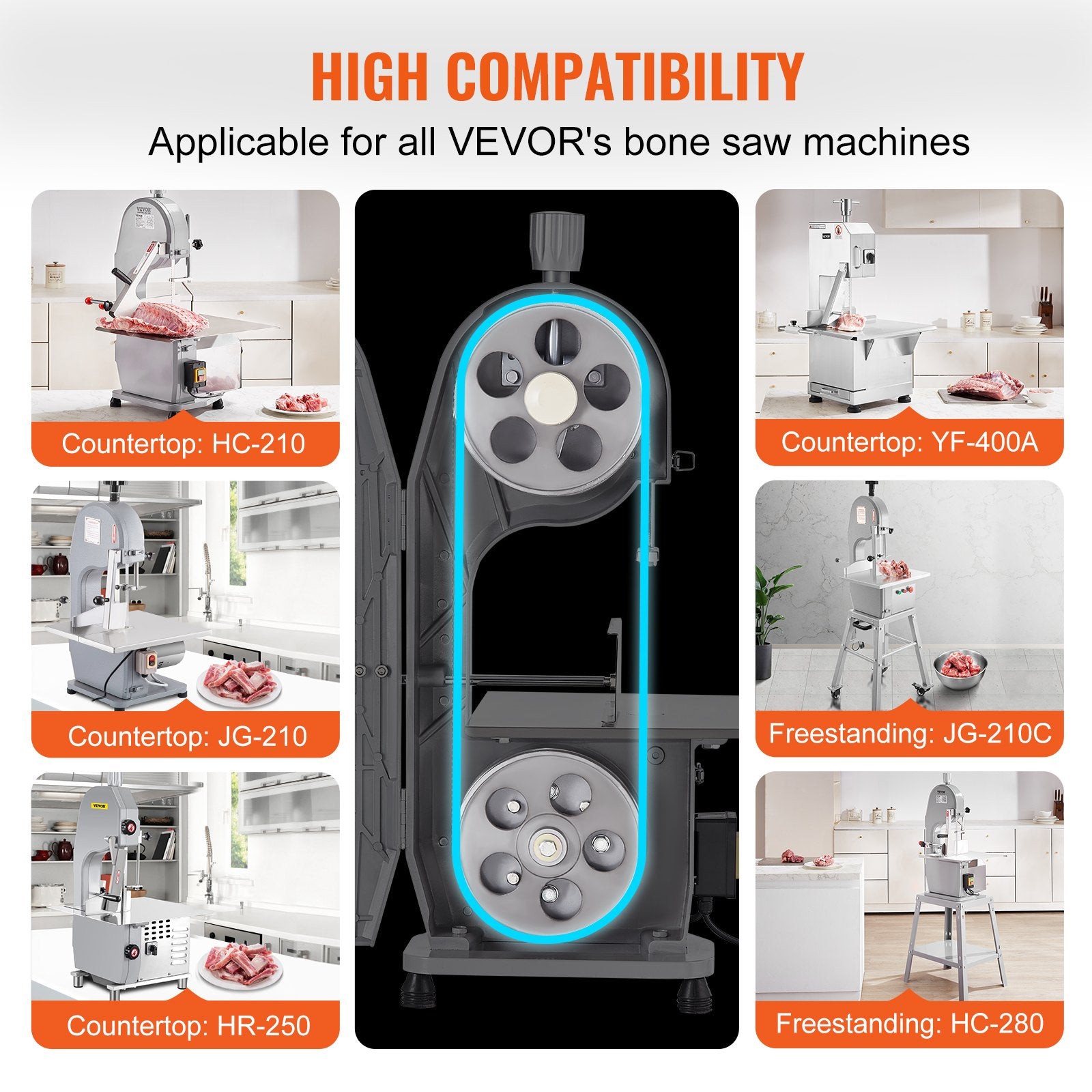 VEVOR Band Saw Blade, 1650*16*0.56mm, 5 PCS/Pack Meat Bandsaw Blades for Replacement, Carbon Steel Blade, Meat Cutting Blade Wrapped by Rust-Proof Paper, Fit for Commercial Bone Saw Machines