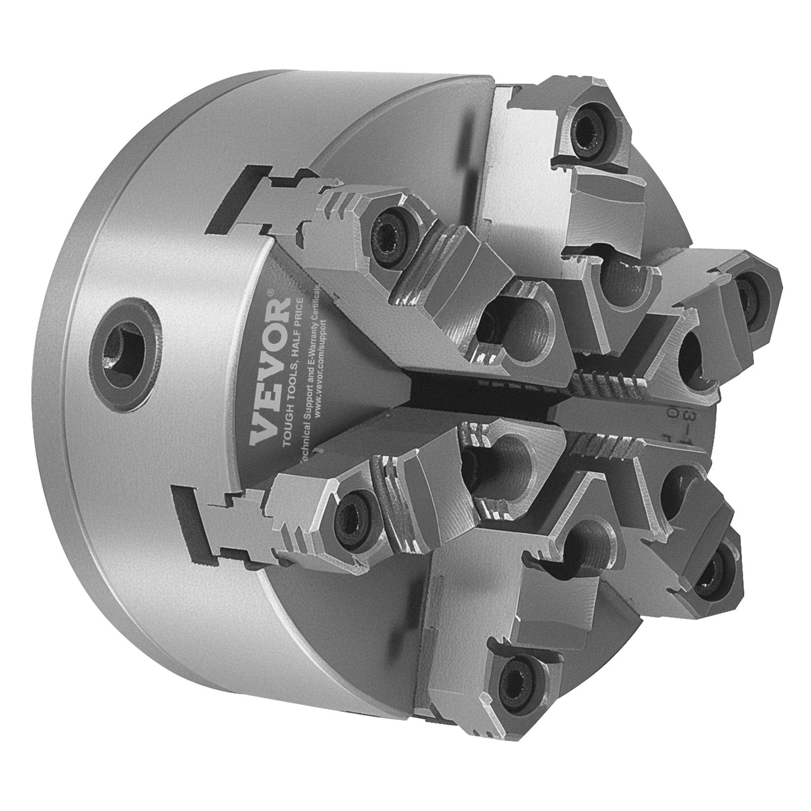 VEVOR 6-Jaw Lathe Chuck, 6 Inch (160 mm), Self-Centering Chuck with D1-4 Cam Lock Backing Plate, 0.12-5.71 in (3-145 mm) Clamping Range with T-wrench Screws, HT300 Material, for Wood Metal Lathe