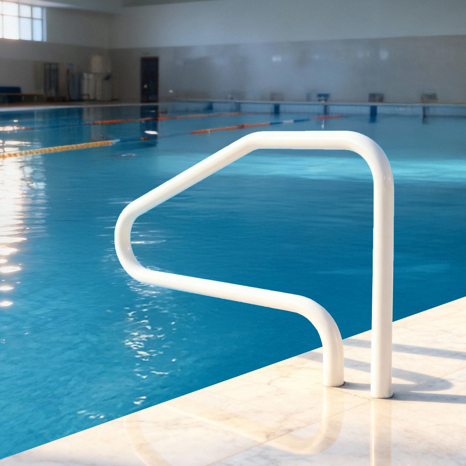 VEVOR Pool Rail, 122 x 81.3 cm Pool Handrail, 100kg Load Capacity Heavy Duty Stainless Steel Swimming Handrail, Seamless Welding, Recessed or Base Mount, for Poolside, Water Parks, Spa Centers