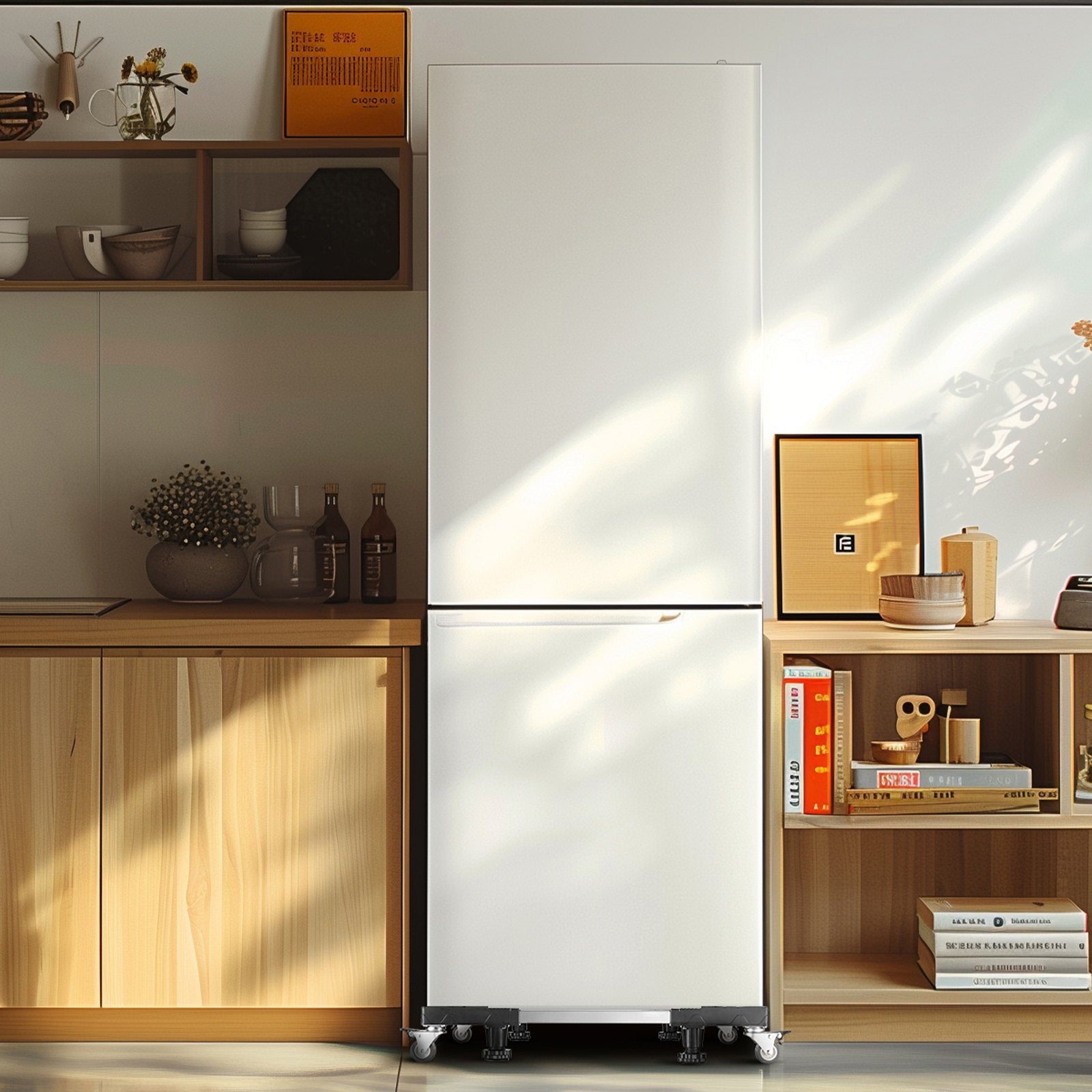 VEVOR Fridge Stand Mobile Base, 1100 lbs Load Capacity, Washing Machine Stand with 8 Locking Twin Wheels and 4 Brakes, 27.5 -35.4 Inches Adjustable Furniture Dolly for Washer, Refrigerator and Dryer