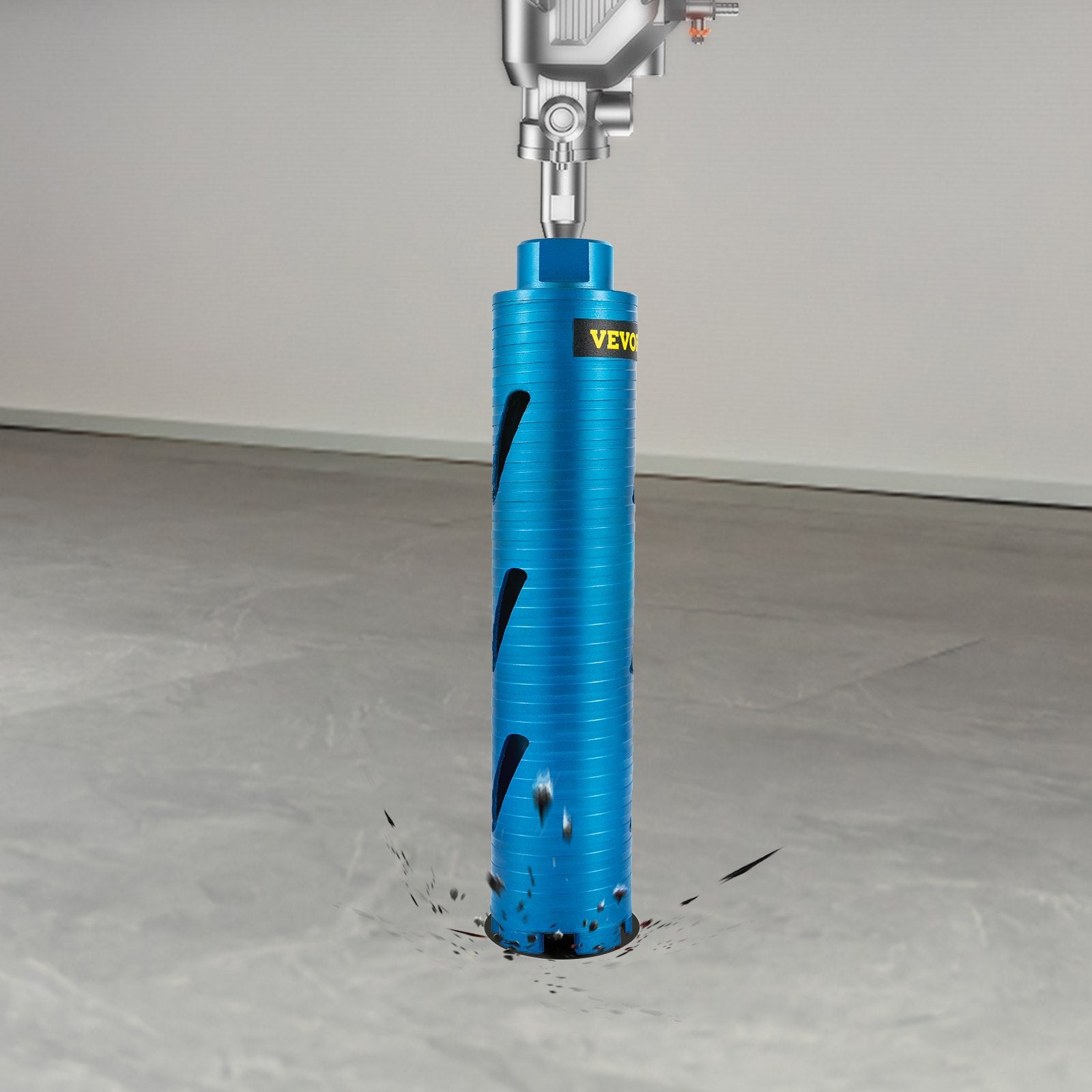 VEVOR Dry Core Drill Bit, 88.9 mm Diameter 11 Threaded, 241.3mm Depth Diamond Coring Bore Tool with a Pilot Bit & Blade, Masonry Hole Saw Bits for Hard Concrete Brick