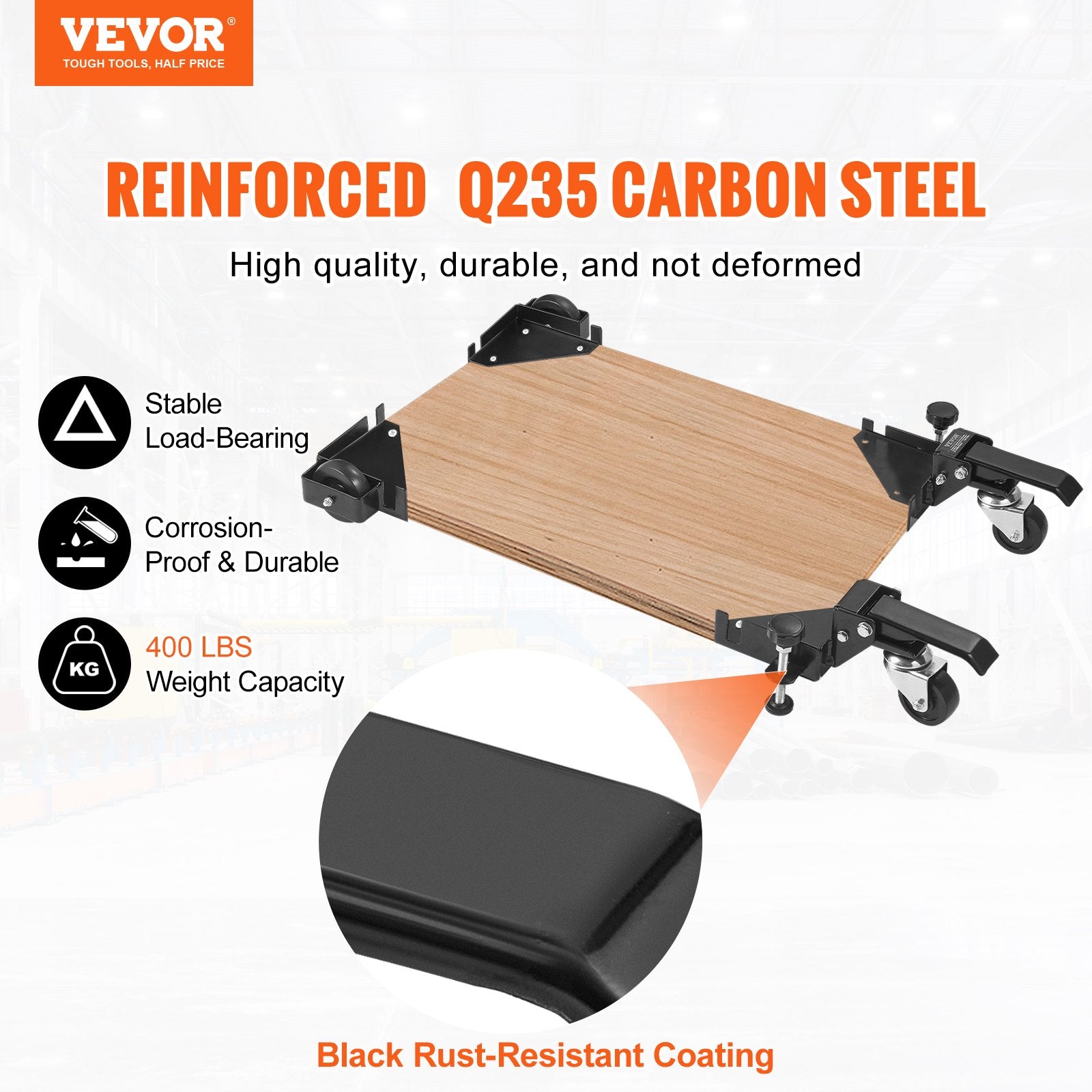 VEVOR Mobile Base, 181.4 kg Capacity, Adjustable from 241.3 x 241.3 mm to Infinity, Heavy Duty Universal Mobile Base Stand with Swivel Wheels, for Woodworking Equipment, Bandsaw, Power Tools, Machines