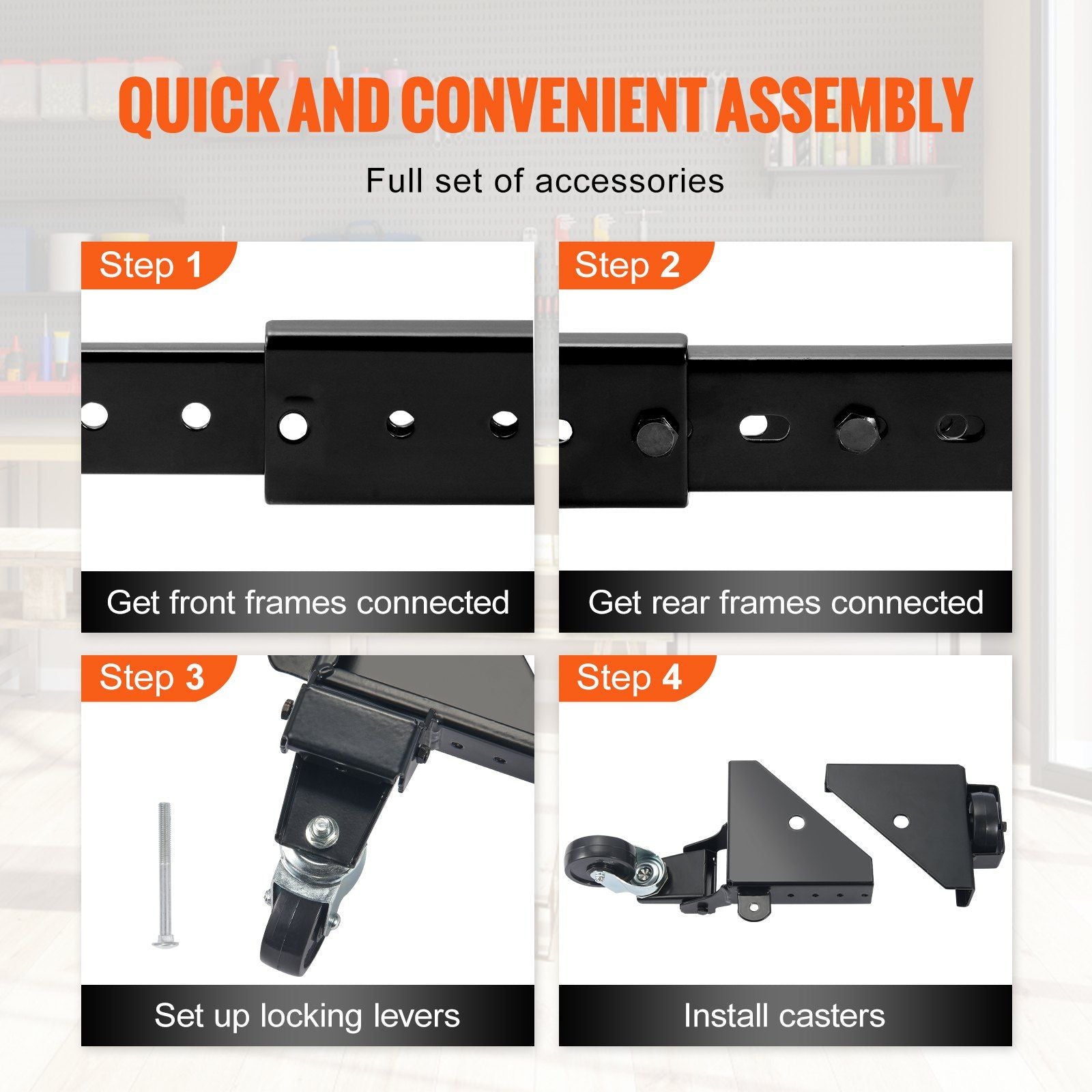 Mobile Base, 226.8 kg Capacity, Adjustable from 304 x 304 mm to 914 x 914 mm, Heavy Duty Universal Mobile Base Stand with Swivel Wheels, for Woodworking Equipment, Bandsaw, Power Tools, Machines