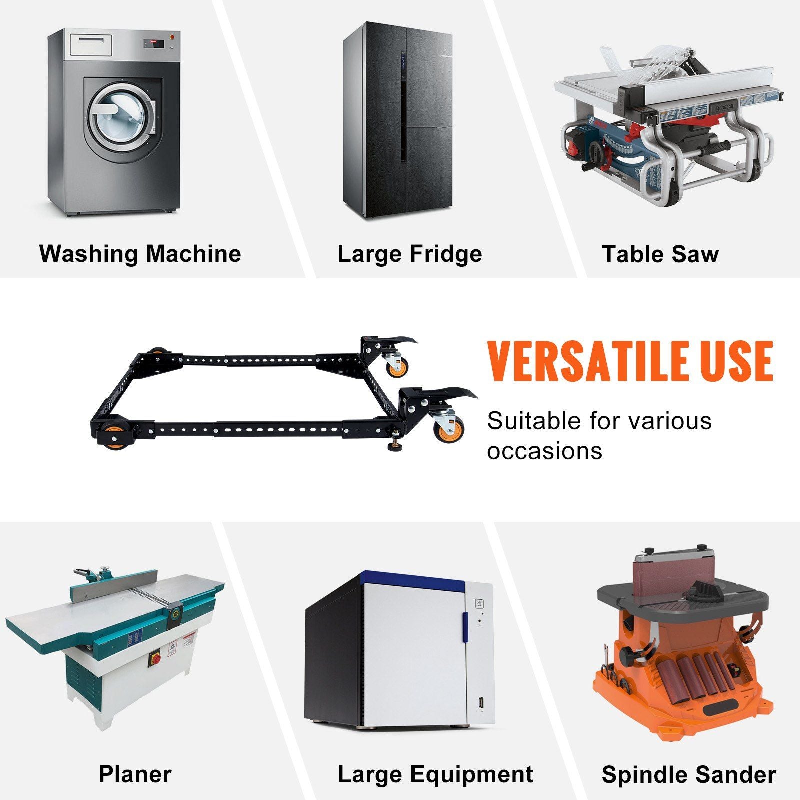 Mobile Base, 295.5 kg Capacity, Adjustable from 304 x 304 mm to 914 x 914 mm, Heavy Duty Universal Mobile Base Stand with Swivel Wheels, for Woodworking Equipment, Bandsaw, Power Tools, Machines