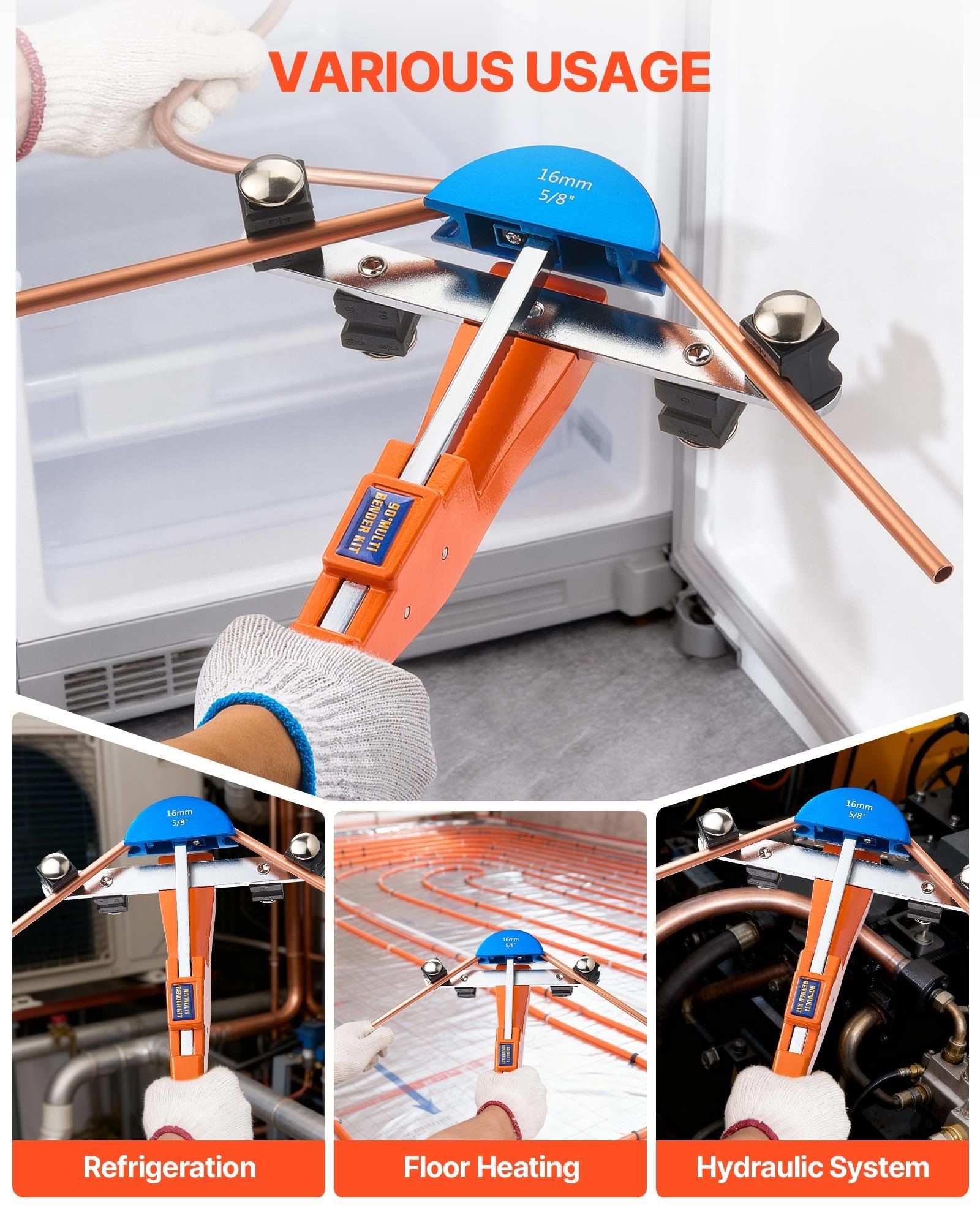 Tubing Bender Kit, 6 mm to 22 mm, Compact Ratcheting Tube Pipe Bender, Ratchet Hand Bending Tool, with 7 Color Aluminium Alloy Dies, HVAC Tools, for Copper HVAC Air Conditioning Refrigeration