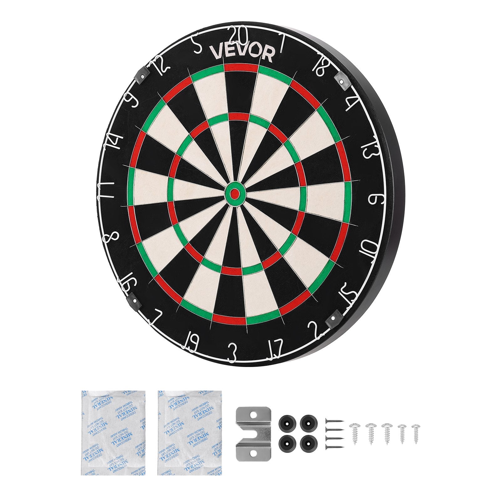 VEVOR Dart Board, High-Grade Self-Healing Sisal Fiber Dartboard with Staple-Free Bullseye, Blade Wire & Rotating Number Ring, 450mm Professional Dartboard for Home Party Game Room (Darts Not Included)