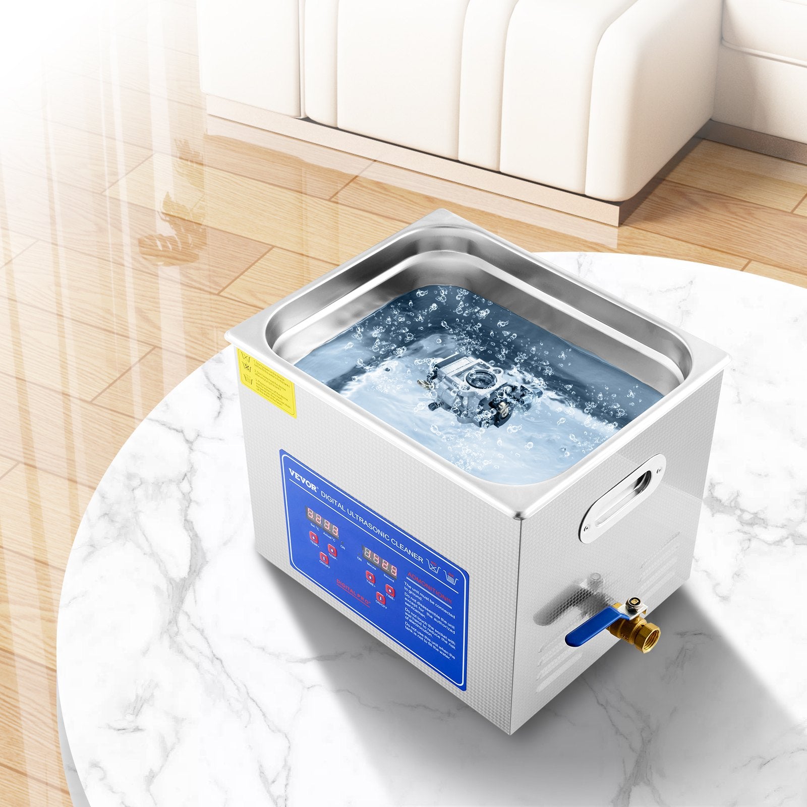 VEVOR Ultrasonic Cleaner 10L Jewelry Cleaning with Digital Timer Ultrasonic Cleaning Machine for Jewellery Rings Watches Eyeglasses Dentures Coins Metal Parts Commercial and Home Use Silver