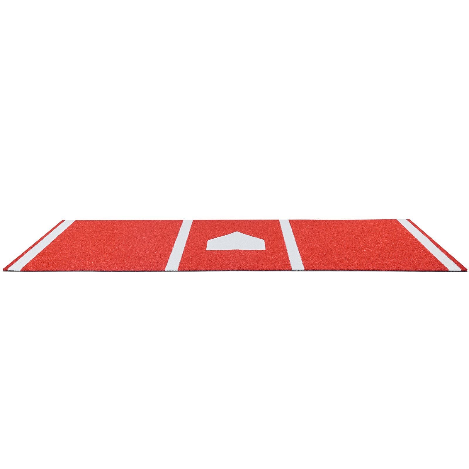 Baseball Hitting Mat, 300x116cm Batting Cage Mat, Batters Box Turf Mats, Softball Batting Practice Equipment with Home Plate and Anti Fade Turf, Portable Training Aid for Indoor Outdoor, Red