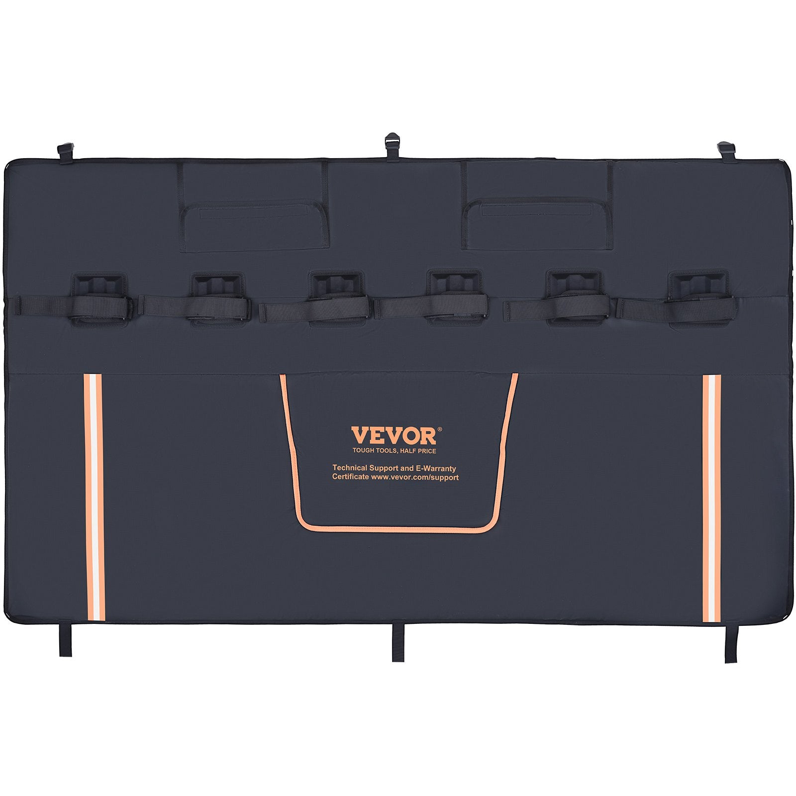 VEVOR Tailgate Bike Pad, 62" Truck Tailgate Pad Carry 6 Mountain Bikes, Upgraded Grooves Tailgate Protection Pad with Reflective Strips and Tool Pockets, with Camera Opening for Most Pickup Trucks