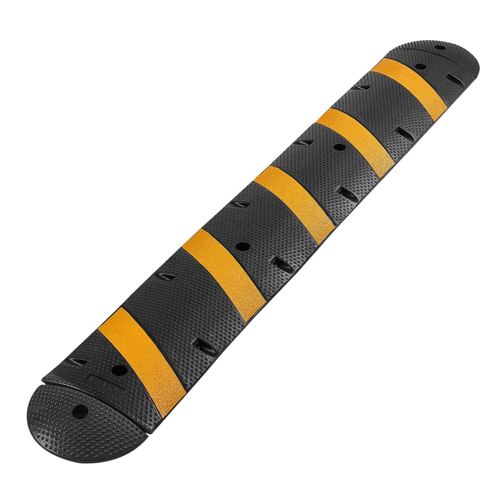 1830MM Rubber Speed Bump, 2 Channel, Heavy Duty Traffic Speed Hump, 9,979 kg/axle Load Capacity, Cable Protector Ramp with Expansion Screws, for Asphalt Concrete Gravel Driveway Road, 1 Pack