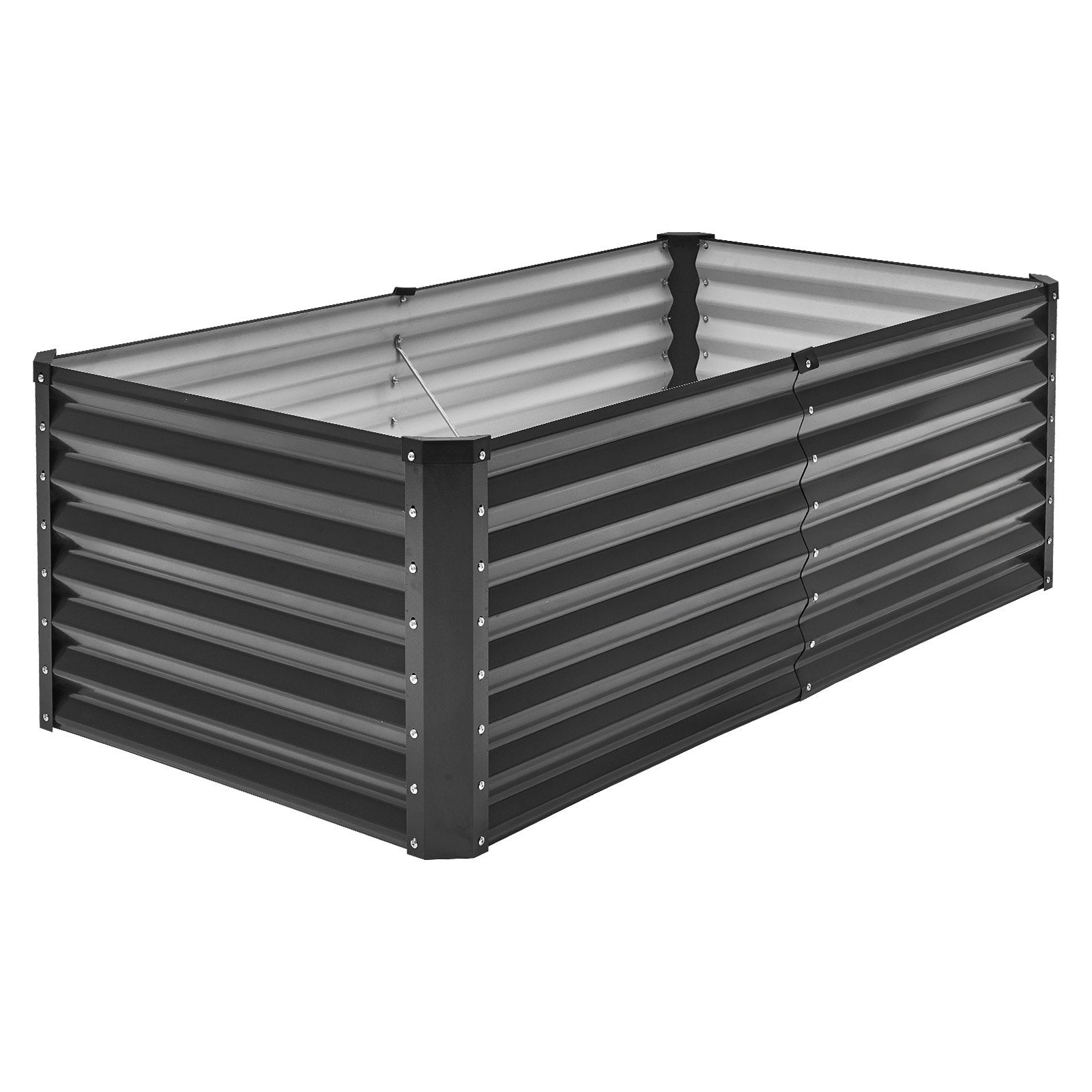 VEVOR Metal Raised Garden Bed, 6 x 3 x 2 ft Outdoor Galvanized Planter Box, with Open Bottom, Large Planter Raised Bed for Gardening Vegetables, Flowers, Herbs, and Succulent Plants, Dark Gray