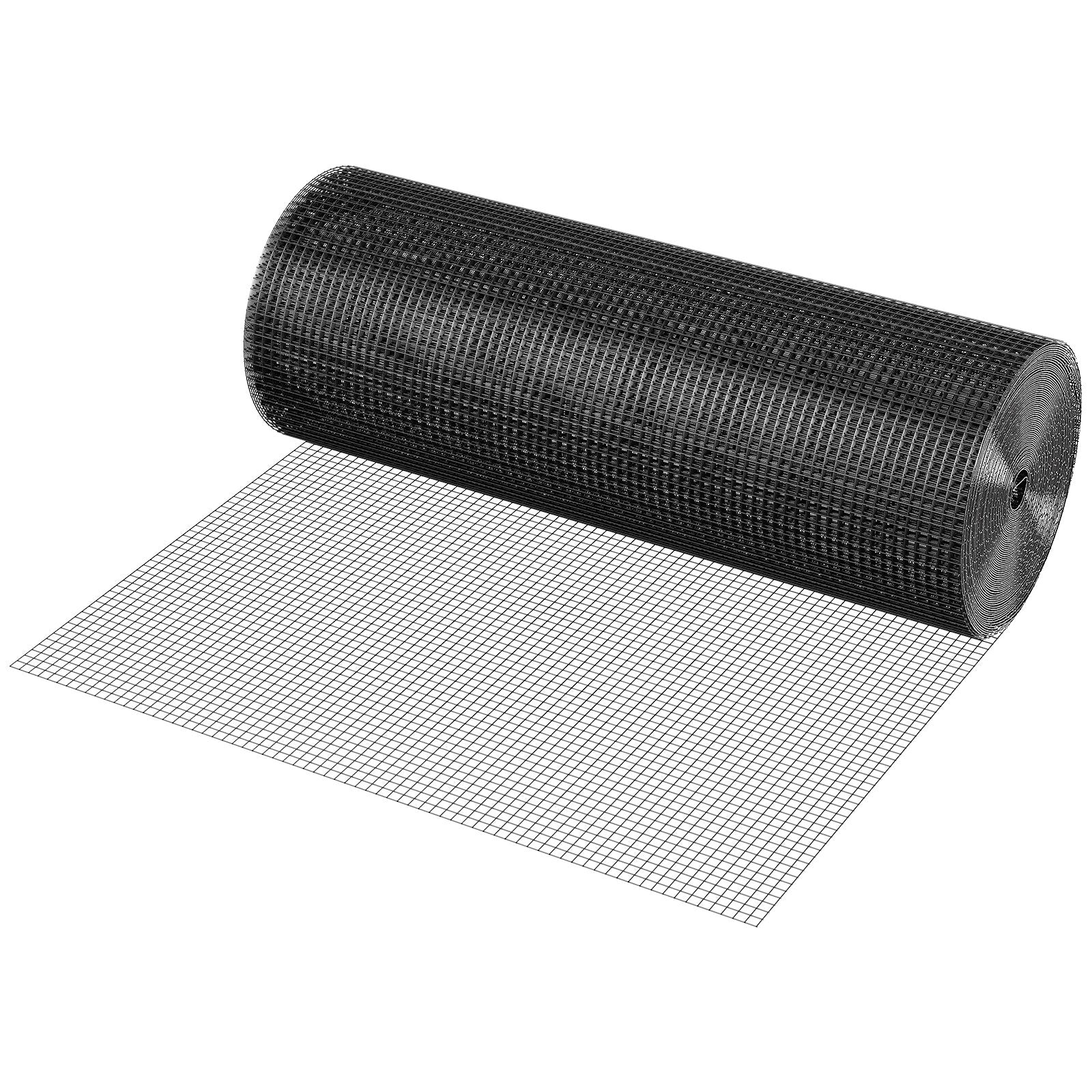 VEVOR Hardware Cloth 61cm x 15.2m, 1/2 in 19 Gauge Galvanized Wire Mesh Roll, Weather-Resistant Vinyl Coated Chicken Wire Fencing, Heavy Duty Welded Garden Plant Fencing for Rabbit Cage Snake Fence