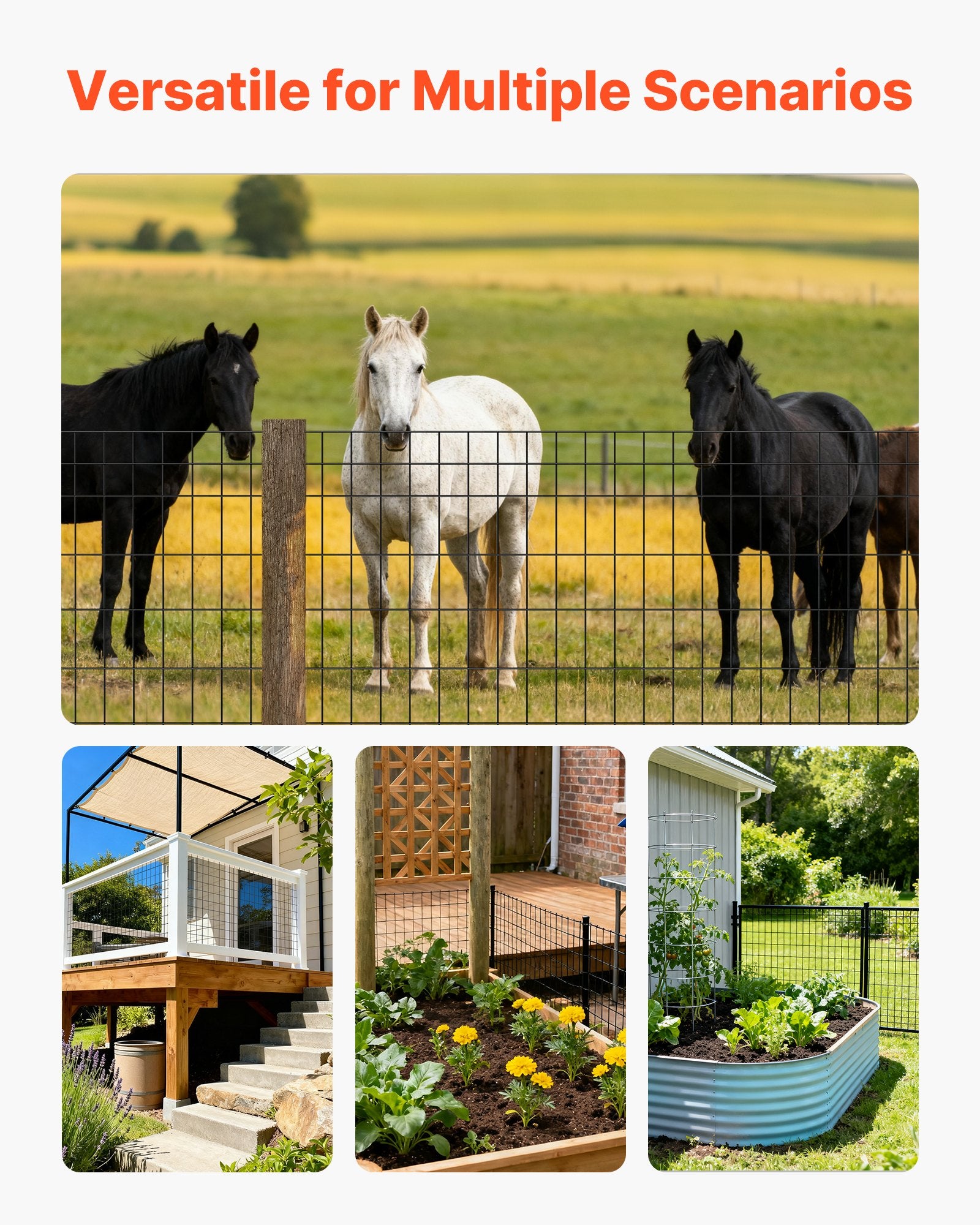 VEVOR Farm Fence, 122cm x 15.2m, 2 x 4 in Mesh 14 Gauge Galvanized Steel Wire Fencing for Cattle, Hog & Sheep , Heavy Duty Vinyl Coated Livestock Fence for Animal Enclosures, Cage Wire, Garden Fences