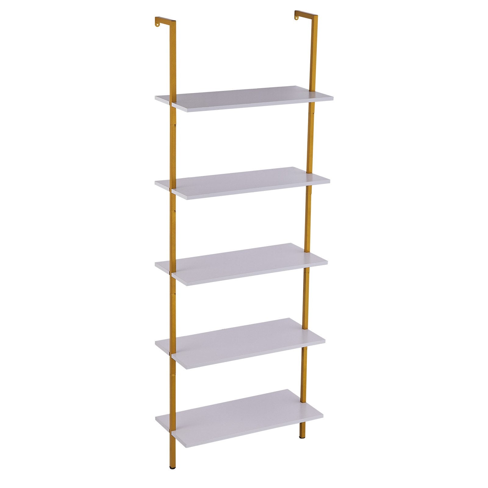 VEVOR Industrial Square Pipe Shelf 5 Tier 64x30x182.5cm Wall-Mount Gold White