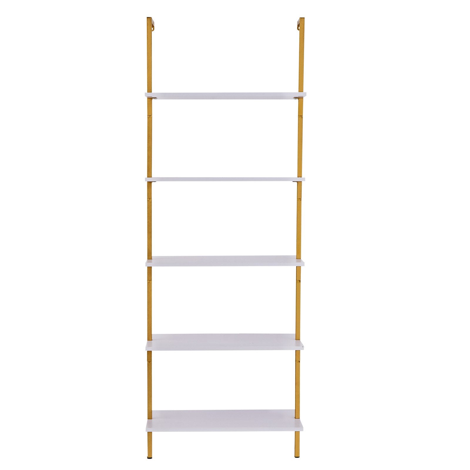 VEVOR Industrial Square Pipe Shelf 5 Tier 64x30x182.5cm Wall-Mount Gold White