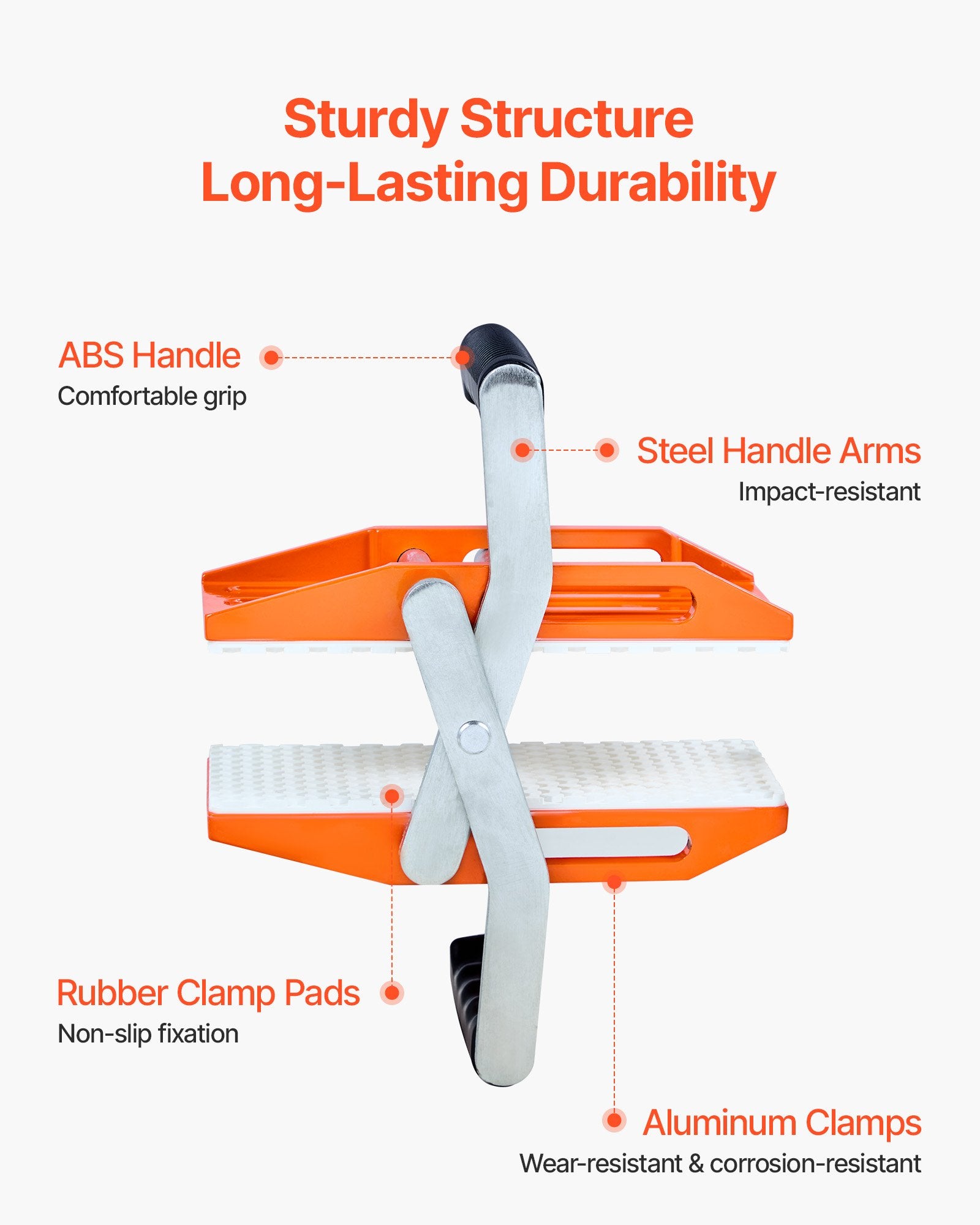 VEVOR Double Handed Stone Carrying Clamps, 299 kg Load Capacity, 2 Pack Granite Panel Carriers Lifting Tools with Rubber-lined (0-60 mm), Heavy Duty lifting Clamps for Plywood, Glass, Granite