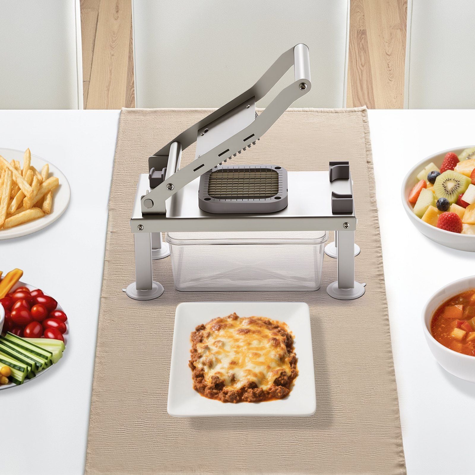 Vegetable Chopper Mandoline Slicer, All-in-1 Food Veggie Cutter with 9 Stainless Steel Blades, Cheese Grater Onion Potato Dicer with Container,Salad Spiralizer Kitchen Gadgets&Essentials