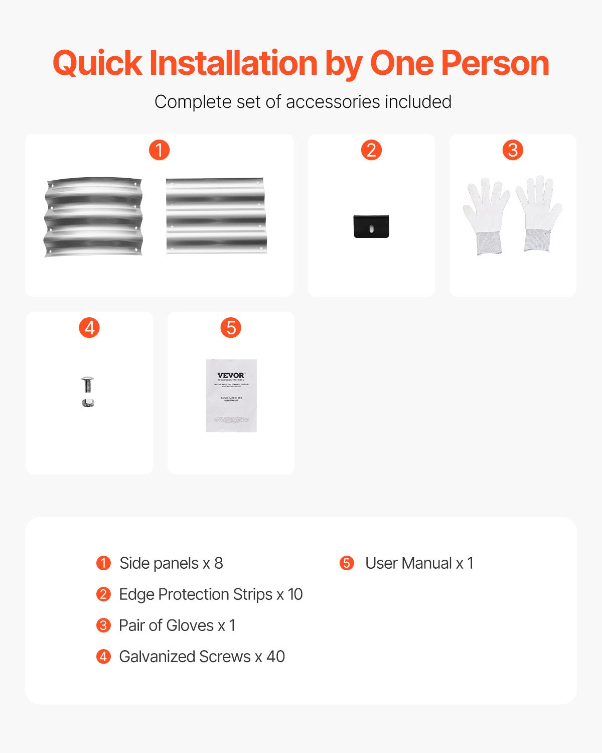 VEVOR Metal Raised Garden Bed 4x2x1 ft Outdoor Galvanized Planter Box Silver