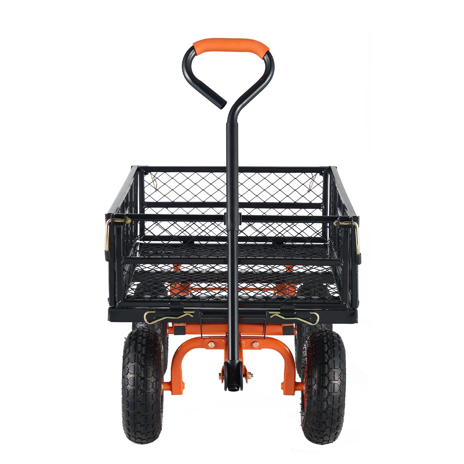 VEVOR Dump Cart, Metal Garden Dump Cart with Easy to Assemble Frame, Dump Wagon with 2-in-1 Convertible Handle, Utility Wheelbarrow 399kg Capacity, 25.4cm Tires