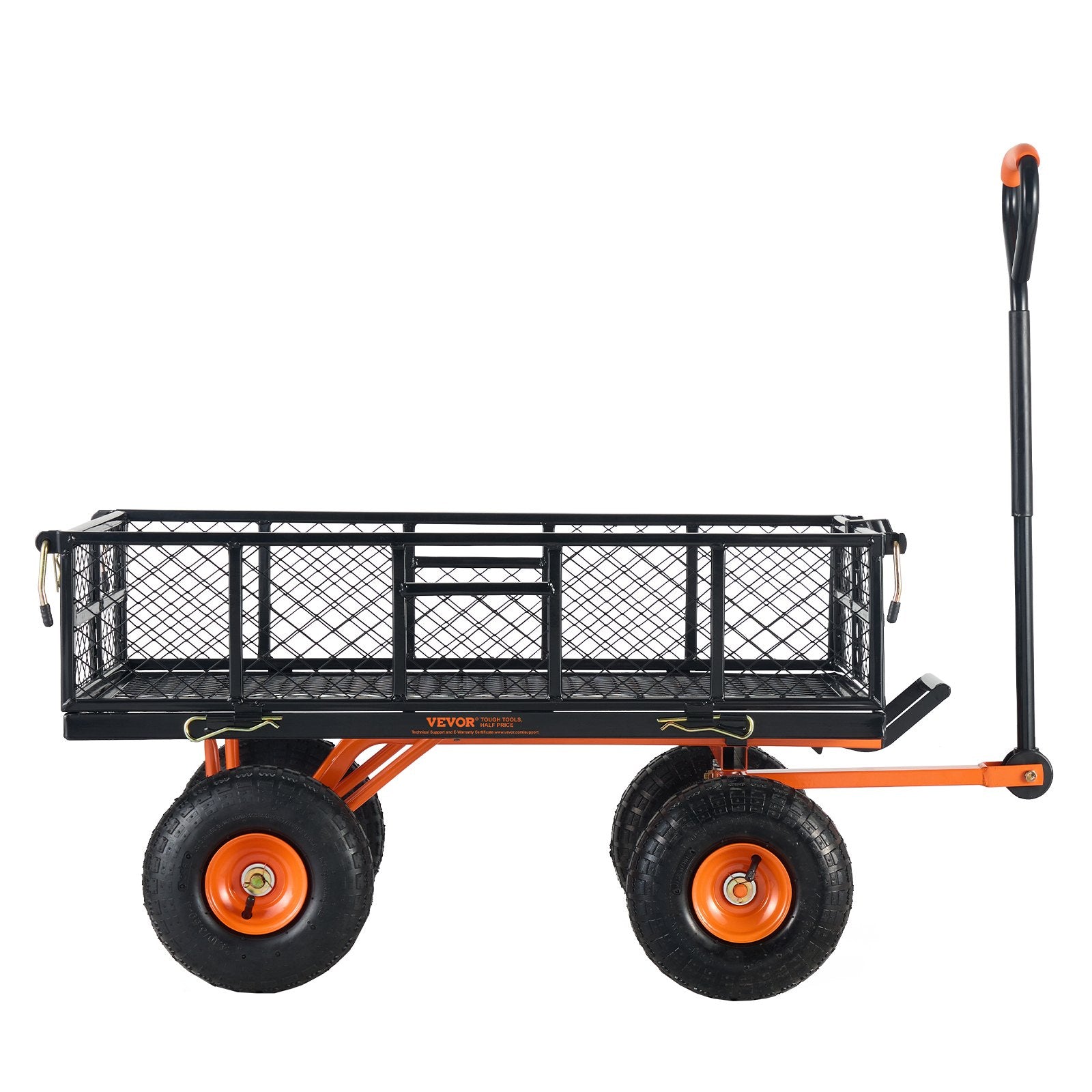 VEVOR Dump Cart, Metal Garden Dump Cart with Easy to Assemble Frame, Dump Wagon with 2-in-1 Convertible Handle, Utility Wheelbarrow 399kg Capacity, 25.4cm Tires