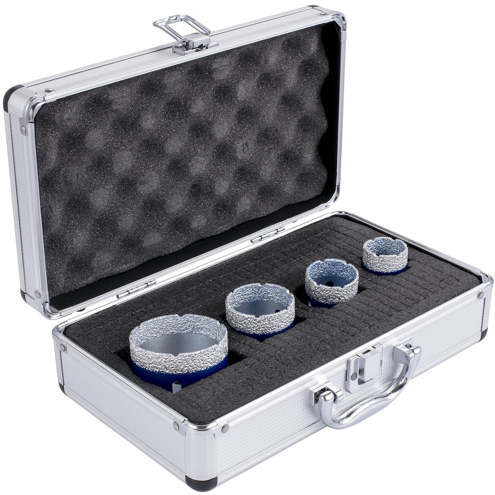 VEVOR Diamond Drill Bits 4PCS Diamond Hole Saw 35/40/50/68mm Tile Hole Saw Kit Vacuum Brazed Diamond Drill Bit 0.59in/15mm Segment Tile Hole Saw w Storage Case for Tile Ceramic Porcelain Marble Stone