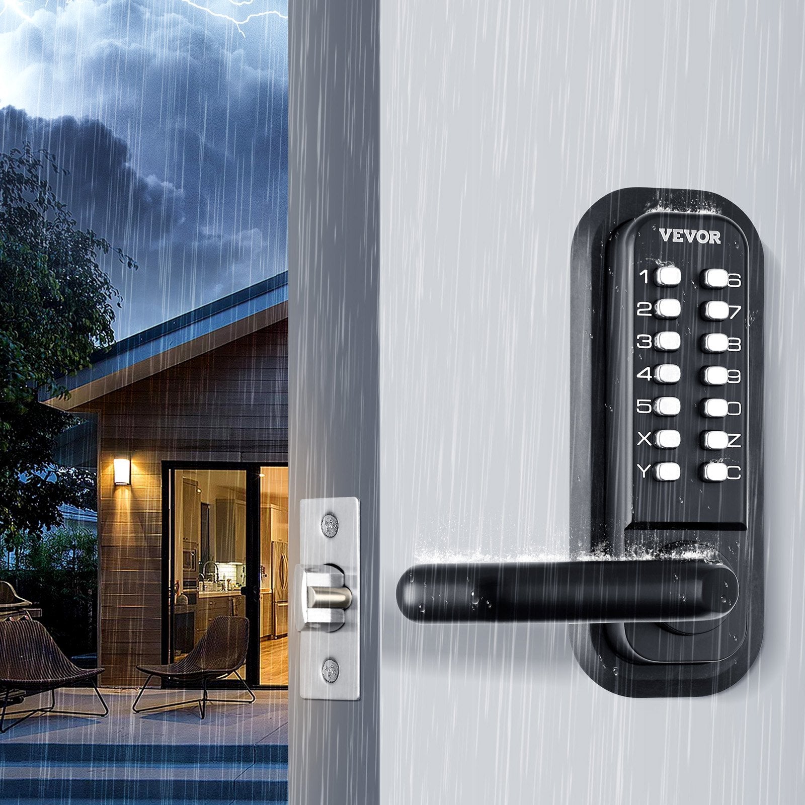 VEVOR Mechanical Keyless Entry Door Lock 14 Digit Keypad and Handle Embedded