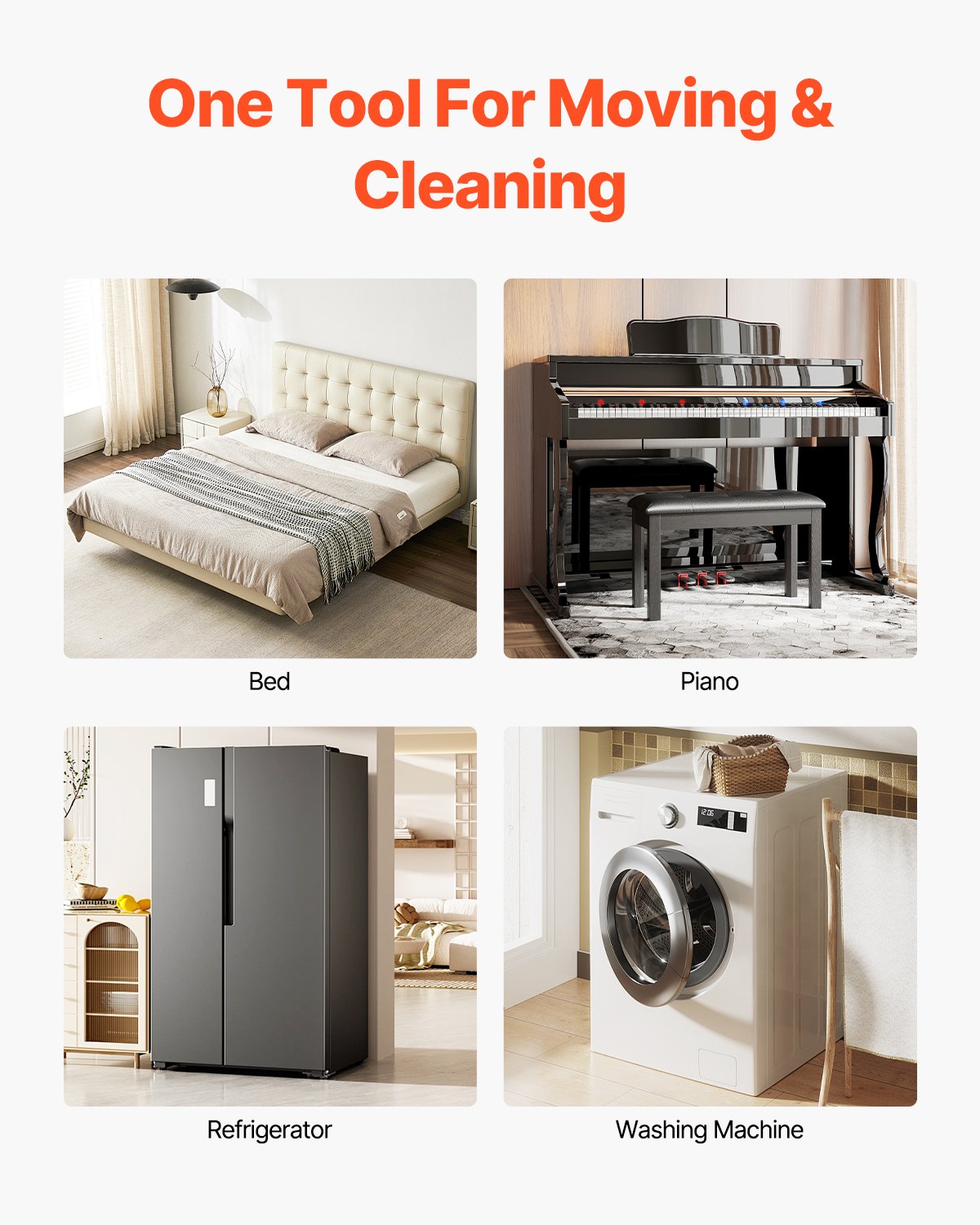 VEVOR Furniture Dolly Heavy Duty Furniture Mover with 5 Wheels 1575 kg Capacity