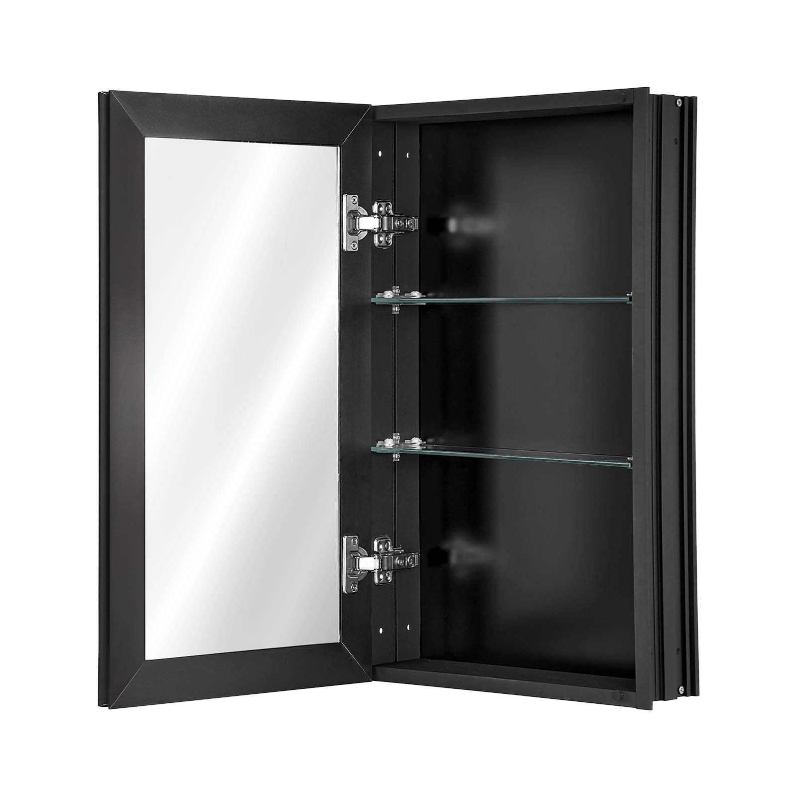 Medicine Cabinet, 14 x 24 inches, Medicine Cabinet for Bathroom with Mirror, Aluminum Frame Bathroom Wall Cabinet, 2-layer Adjustable Shelves, Recessed & Wall-mounted Installation