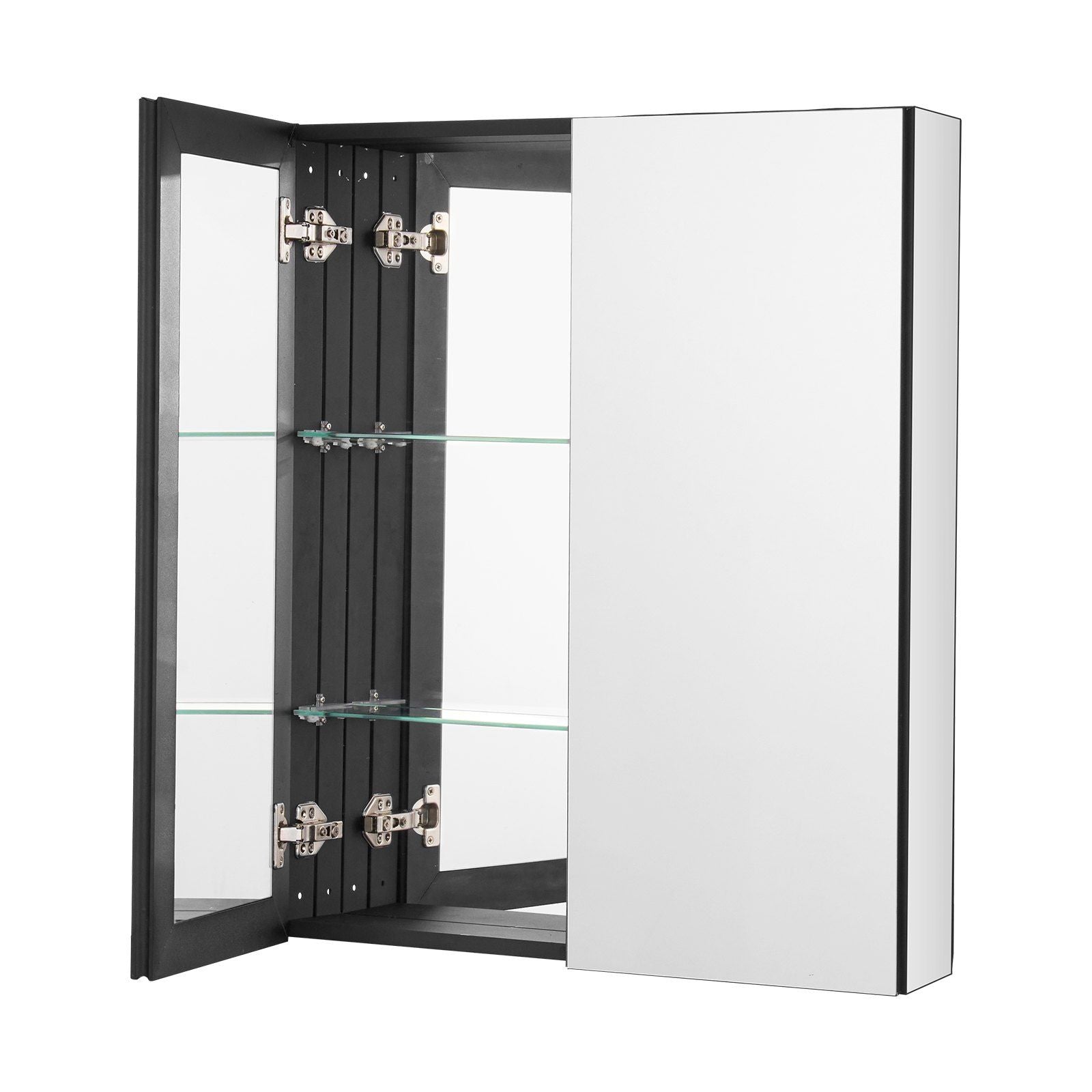 Medicine Cabinet, 26 x 30 inch, Medicine Cabinet for Bathroom with Mirror, Aluminum Frame Bathroom Wall Cabinet, 2-layer Adjustable Shelves, Recessed & Wall-mounted Installation