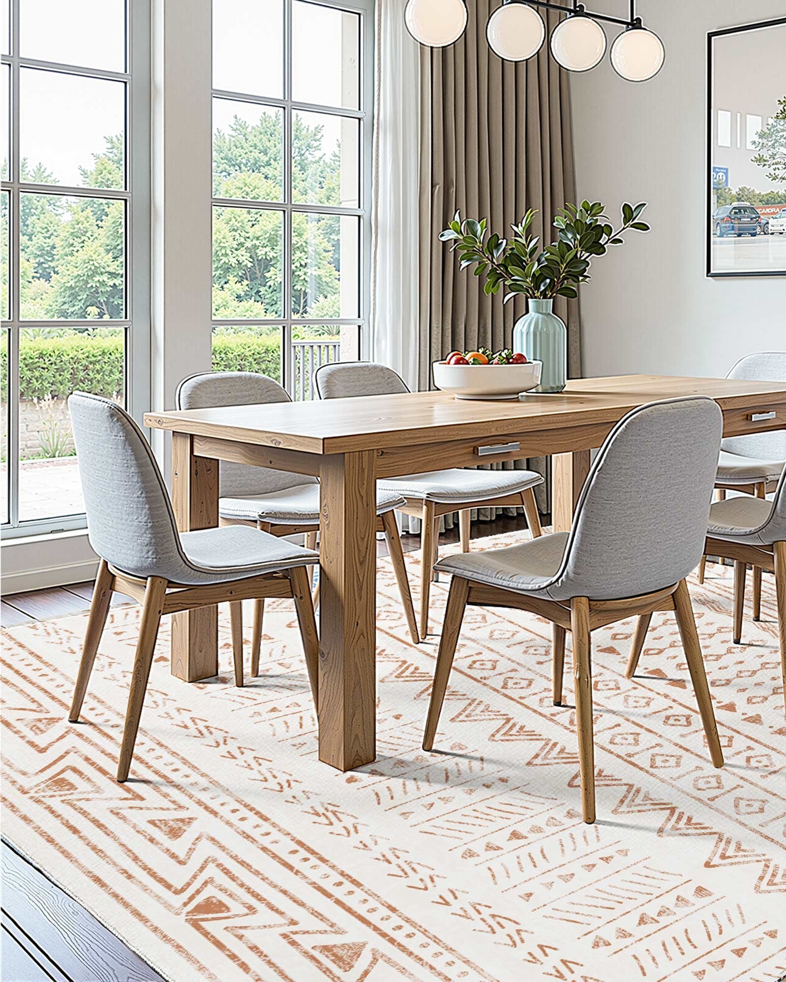 VEVOR Area Rug, 1524x2133.6mm Large Washable Rug, Non-Slip Tear-Resistant Soft Carpet, Pet & Child Friendly Modern Area Rugs, Indoor Mat for Bedroom, Office, Living Room, Kids Room, Entryway, Beige