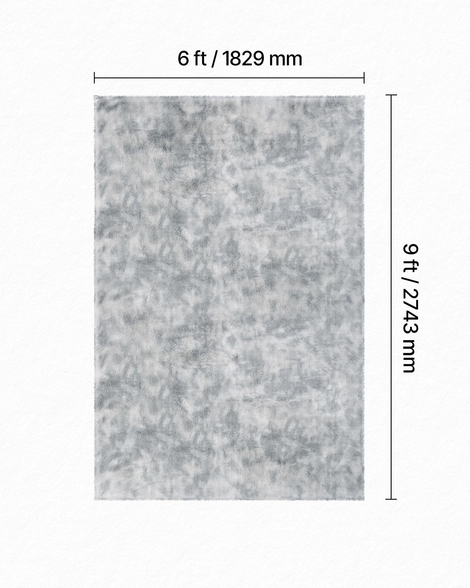 Indoor Plush Area Rugs, 1.83x2.74 m Soft Plush Carpet, FFurry Shag Area Rugs for Living Room, Bedroom, Modern Home Decor Aesthetic Long-Pile Rug, Non-Shedding, Slip-Resistant, Tie-Dye Light Gray