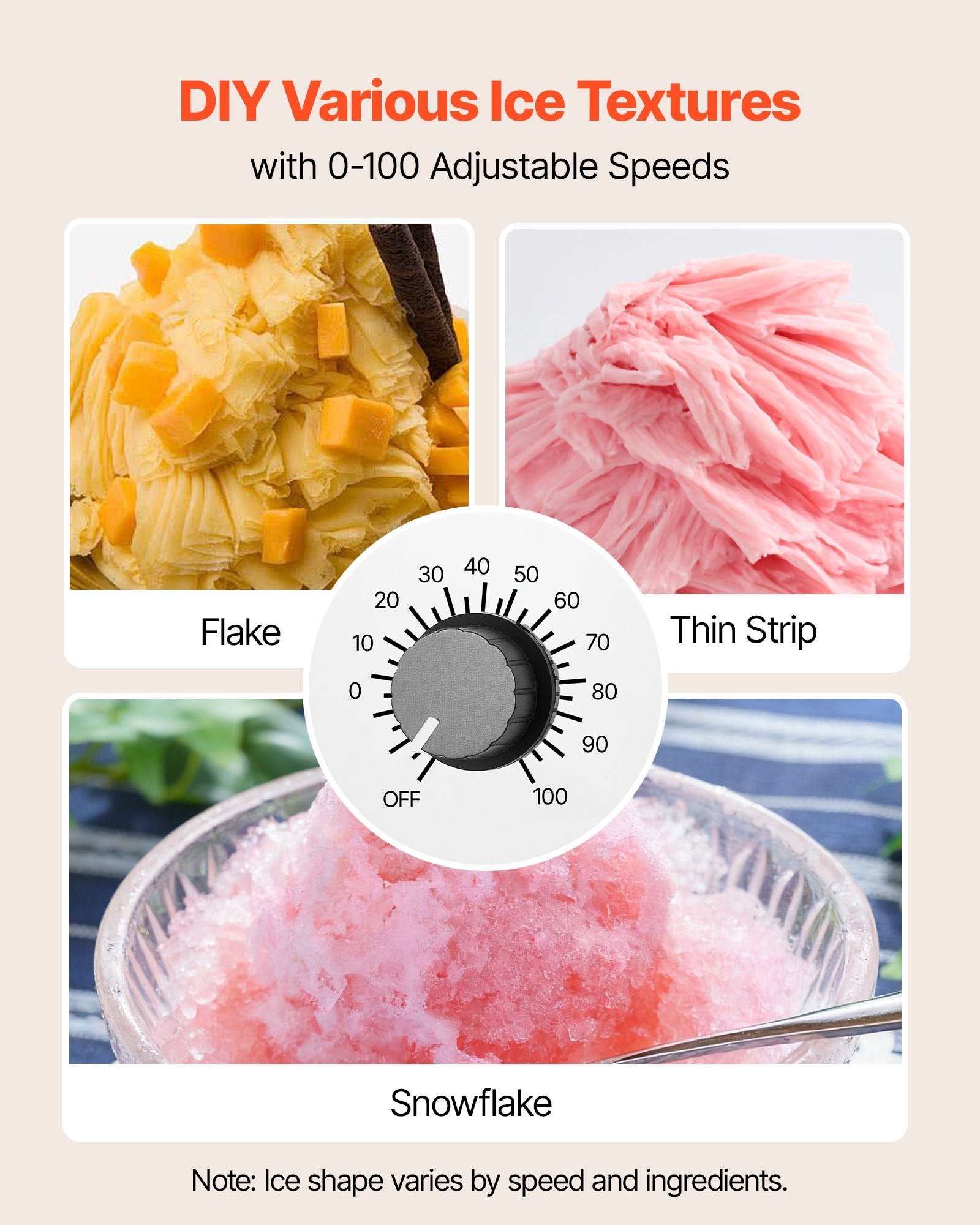 VEVOR Snowflake Ice Machine, 40KG/24H Snowflake Ice Maker, Ice-Shaver Machine with Stainless Steel Blade, Electric Snow Cone Maker with 1.8L Tank, 90S Fast Pre-Cooling, for Home & Small Gatherings