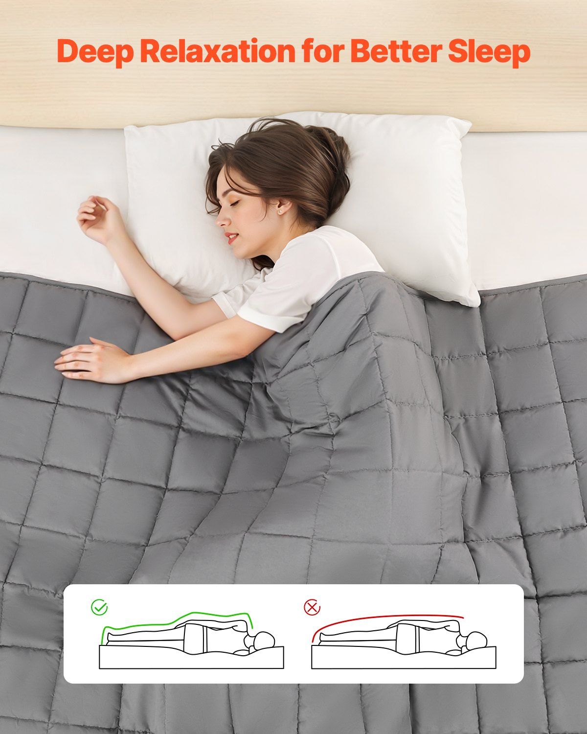 Weighted Blanket, 11 kg, 1524 x 2032 mm Queen Size, Cooling Breathable Heavy Blanket with Glass Beads, All-Season Use, Suitable for 113-140 kg Adults, Anxiety Stress Relief, Improve Sleep, Grey